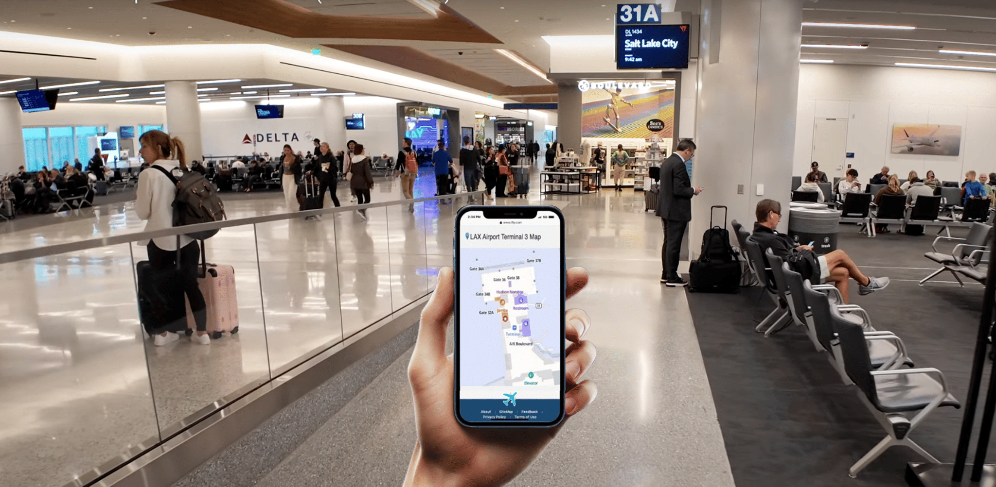 LAX terminal 3 person holding airport map