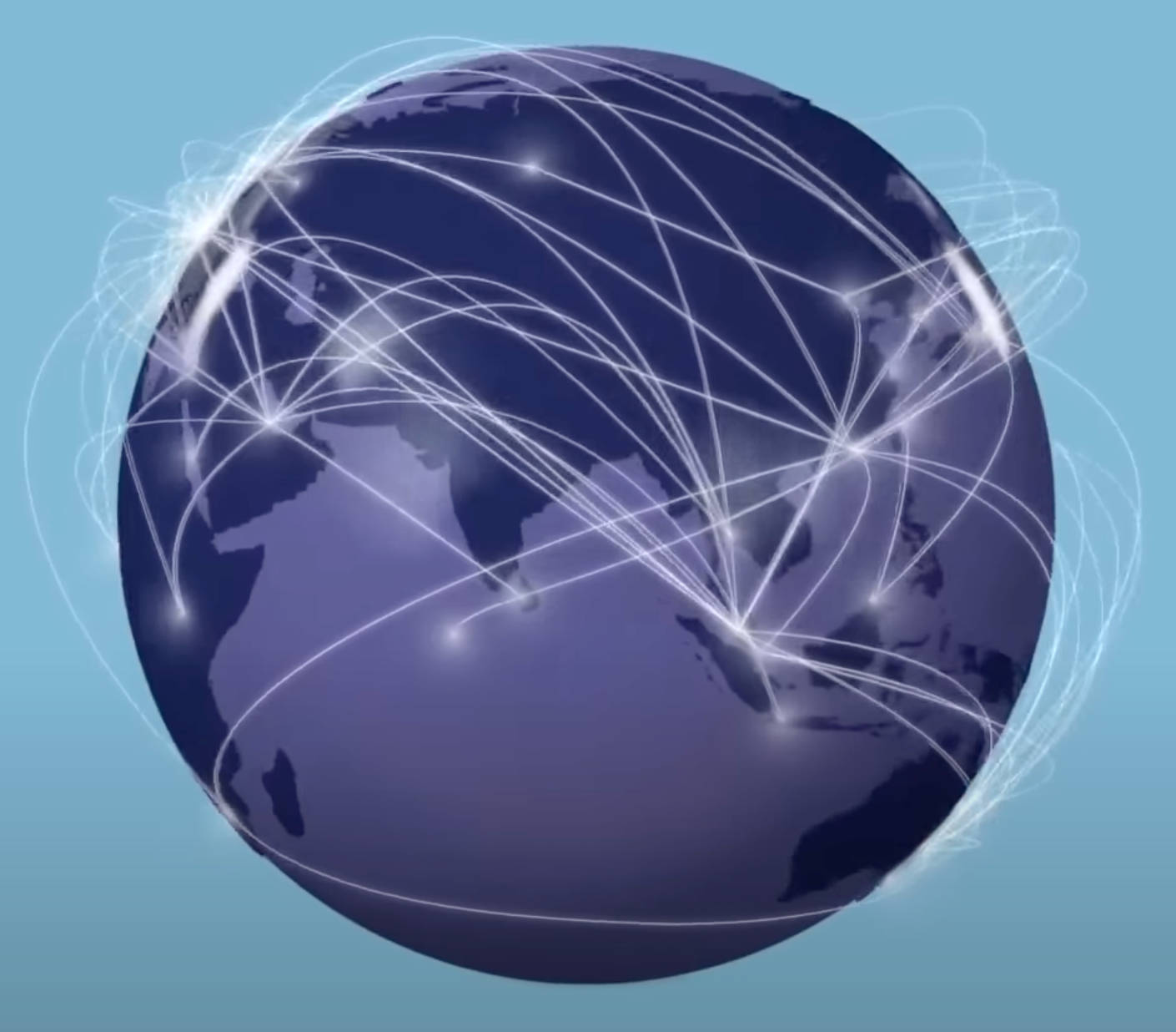 Global coverage map of airline alliances, illustrating interconnected flight routes and regions served by various airlines