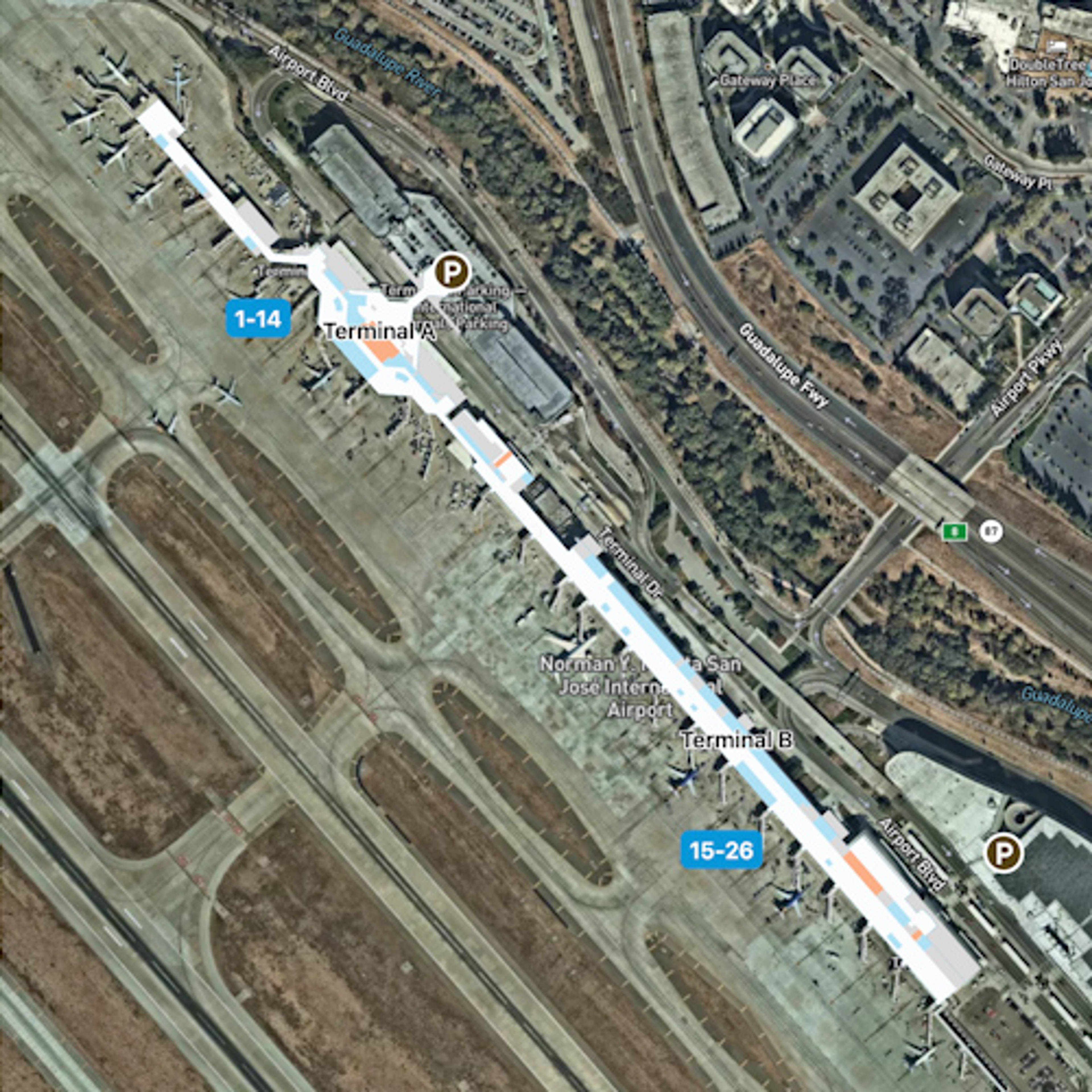 San Jose Airport Overview Map