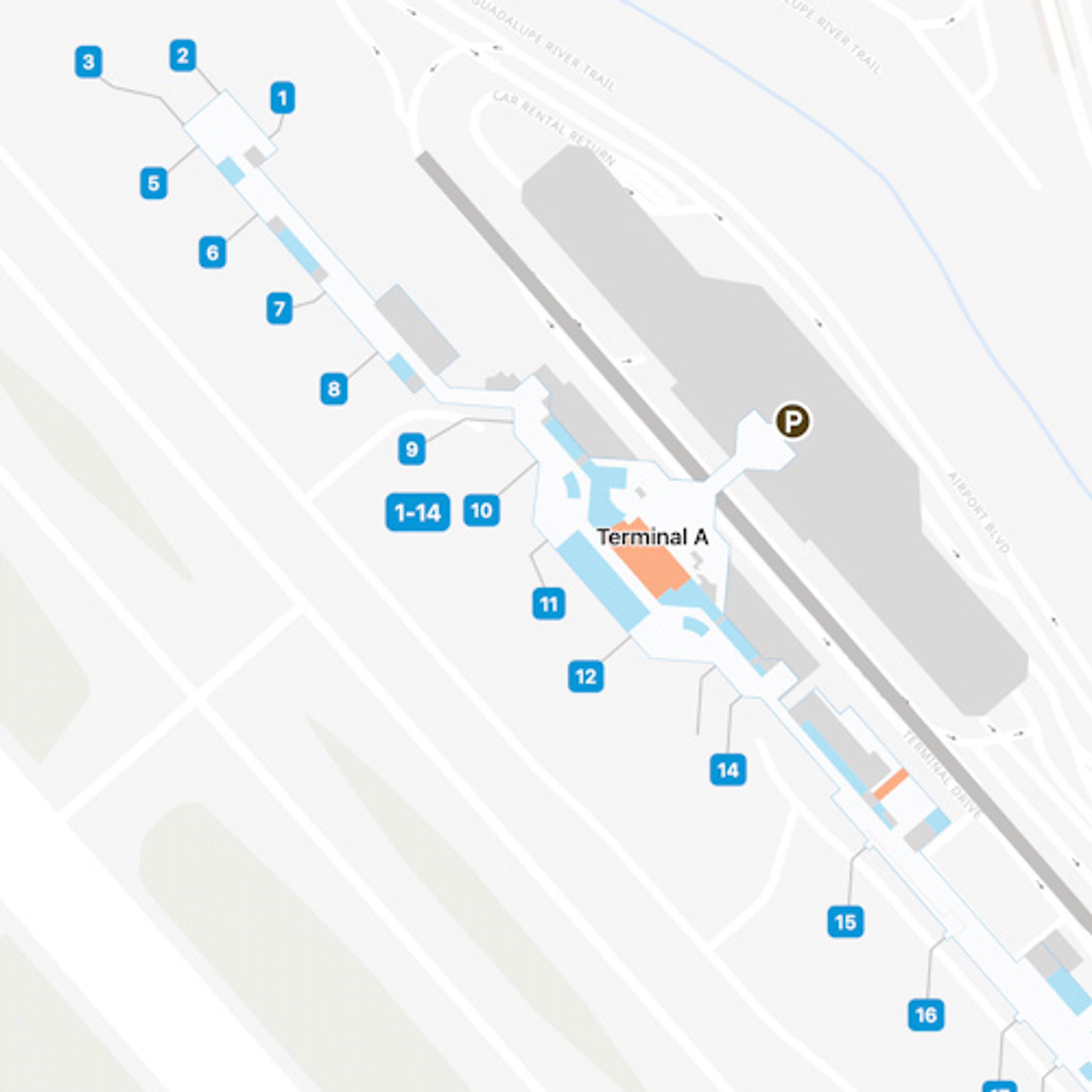 San Jose Airport Terminal A Map