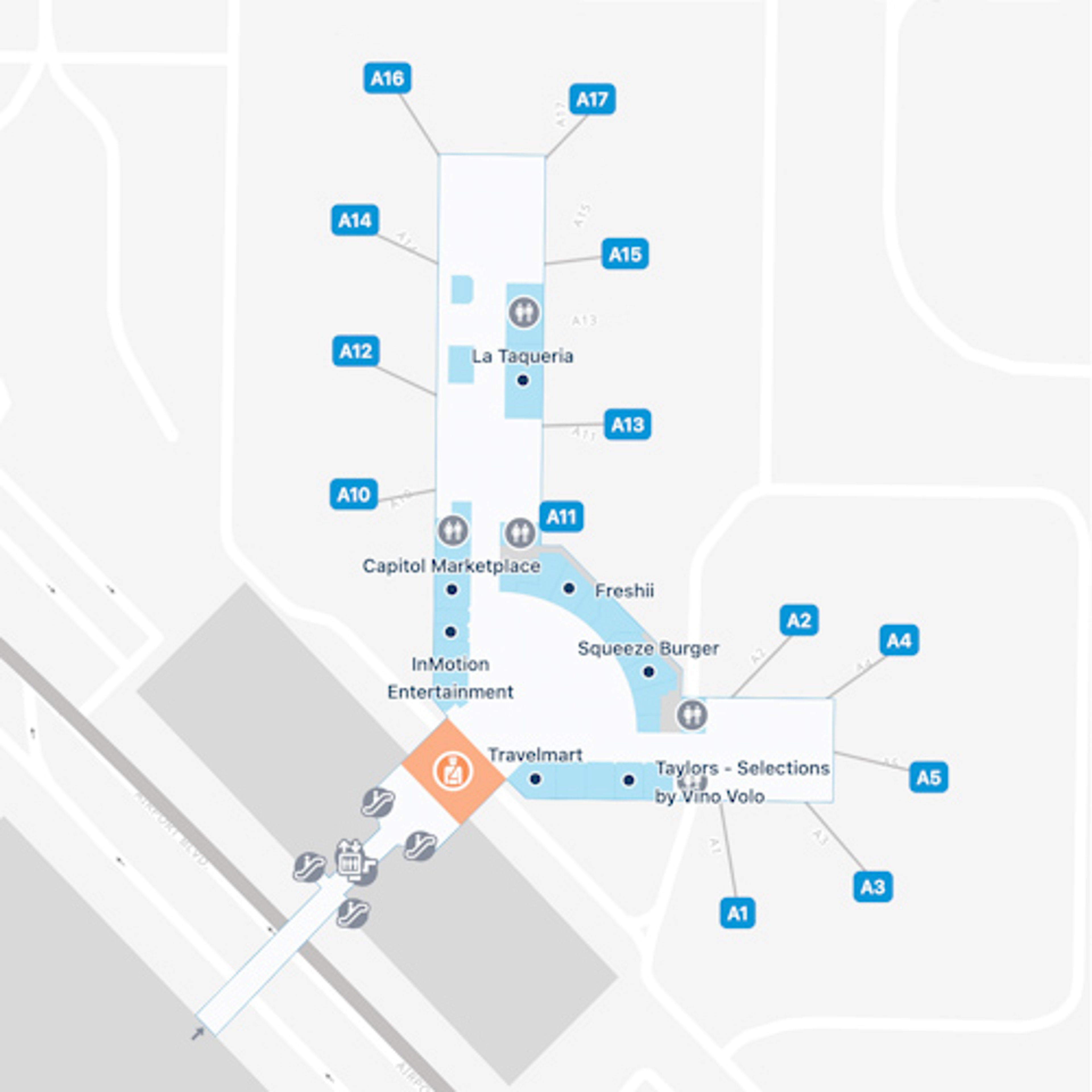 Sacramento Airport Map SMF Terminal Guide   Sacramento SMF Terminal A 