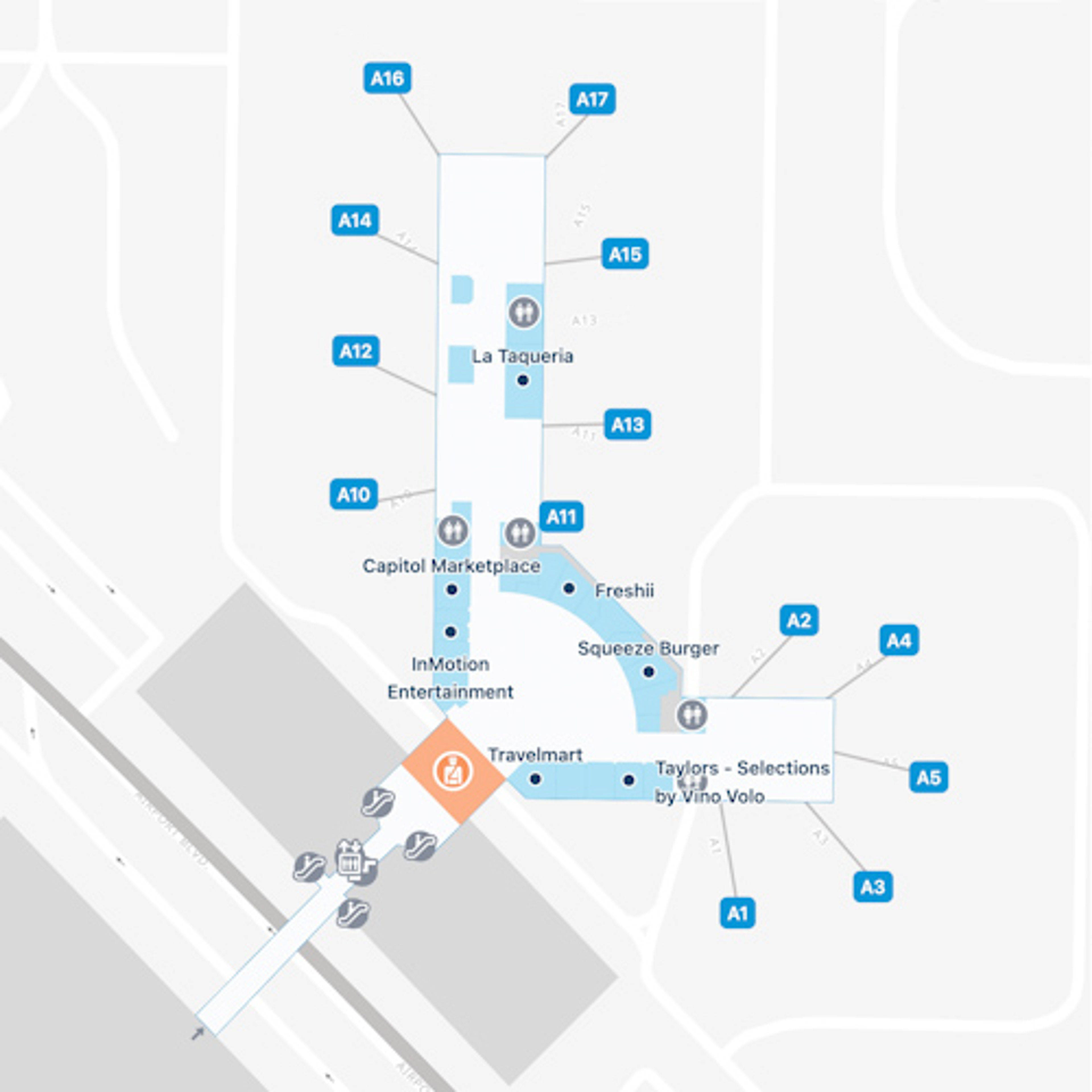 Sacramento Airport Terminal A Map