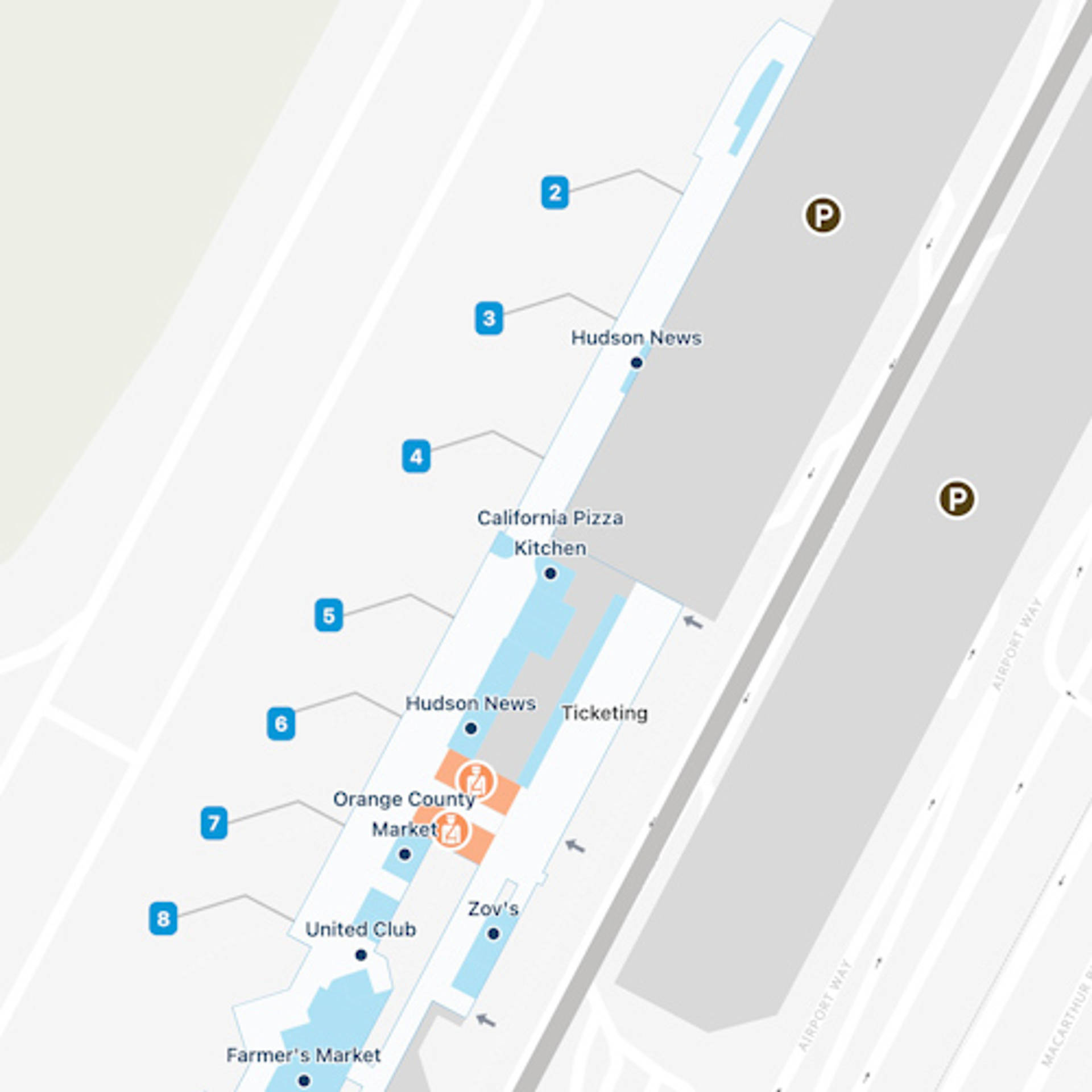 Orange County John Wayne Airport Map | SNA Terminal Guide