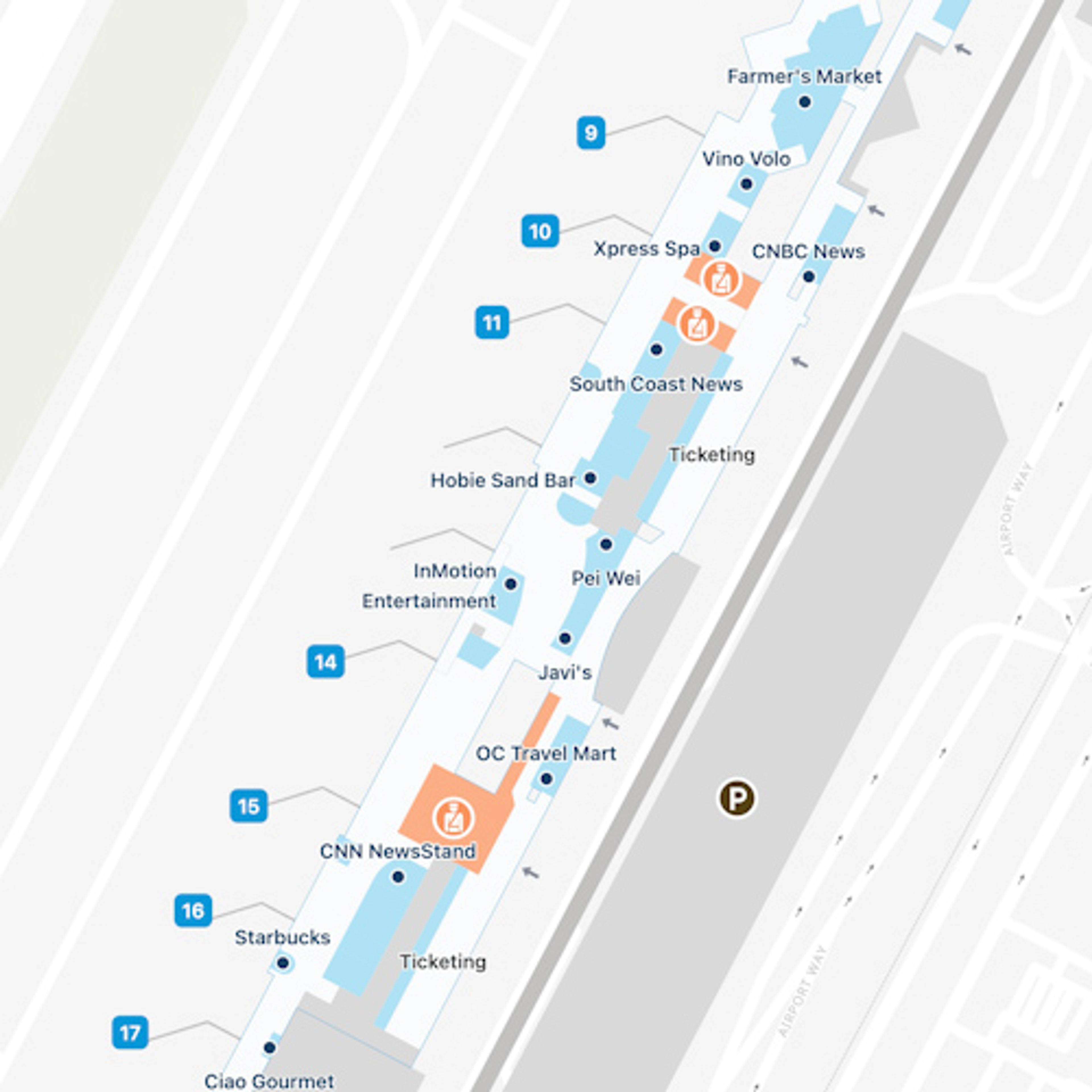 Orange County John Wayne Airport Map | SNA Terminal Guide