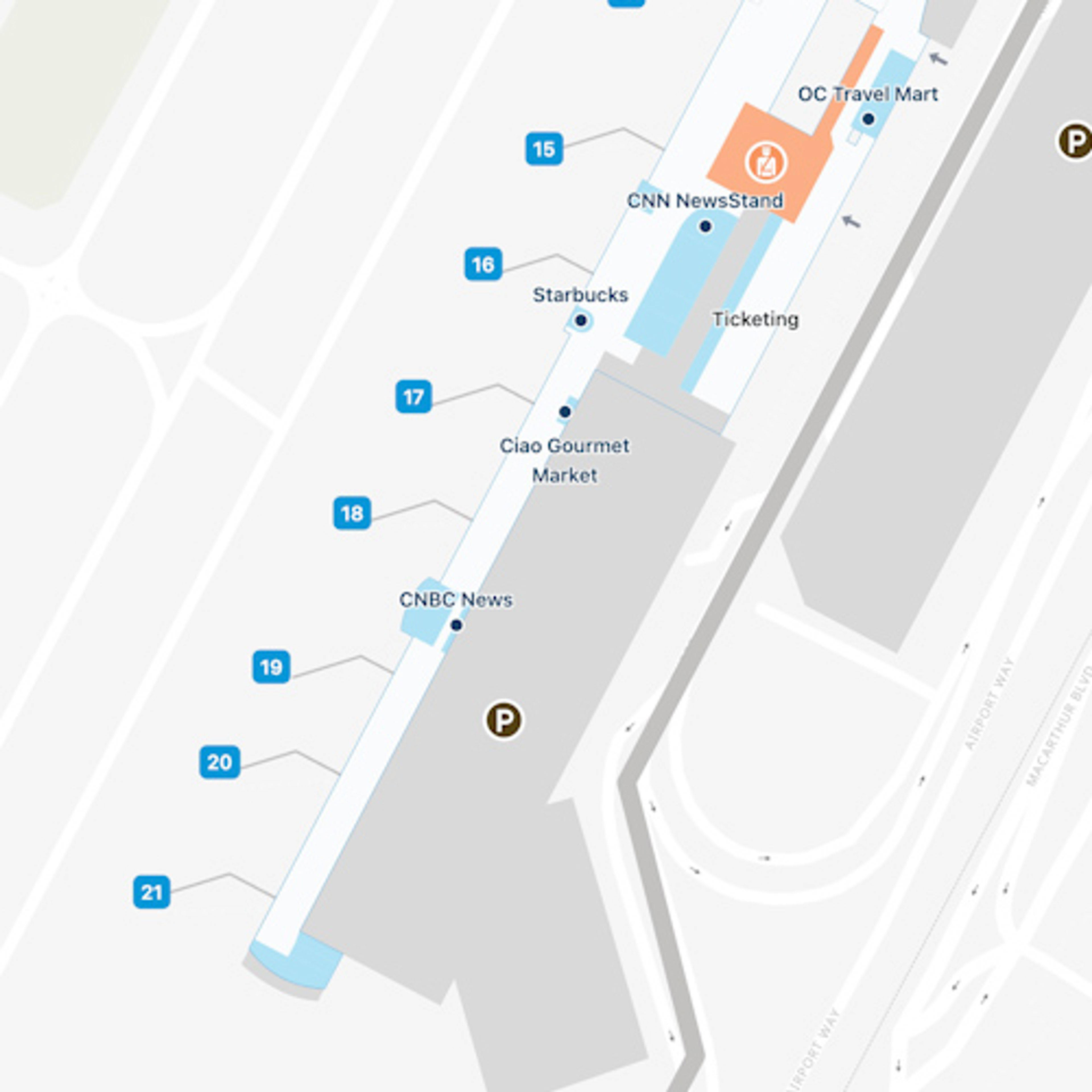 Orange County John Wayne Airport Map | SNA Terminal Guide