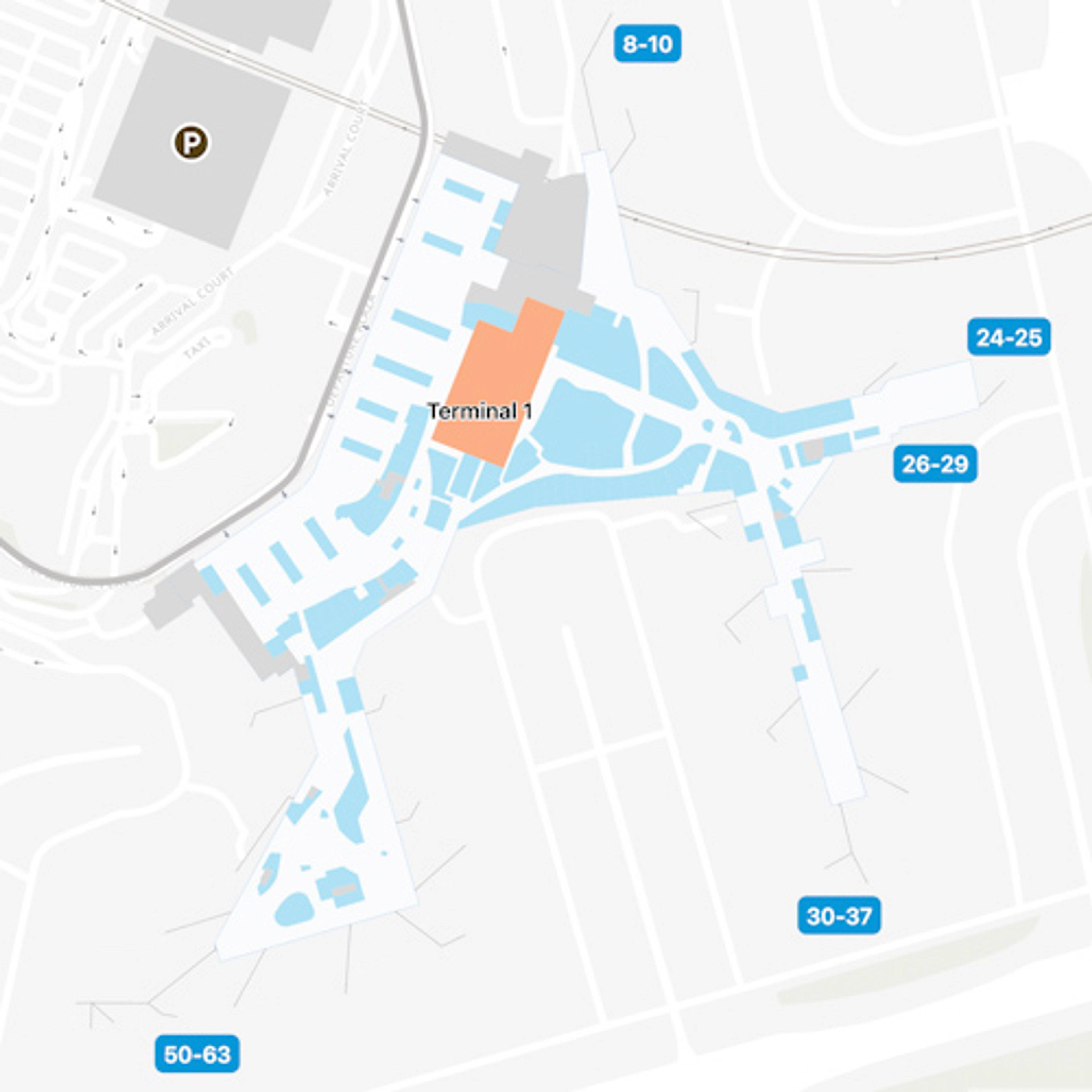 Sydney - Mascot, NSW Airport Terminal 1 Map