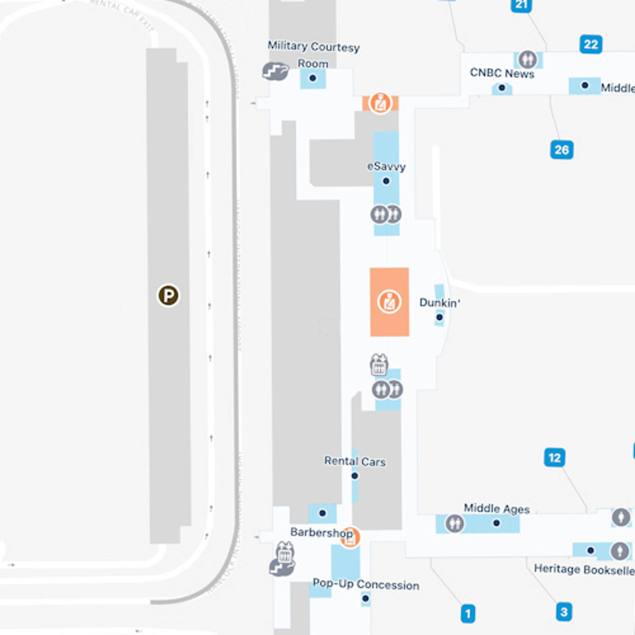 Syracuse Hancock Airport Map  SYR Terminal Guide