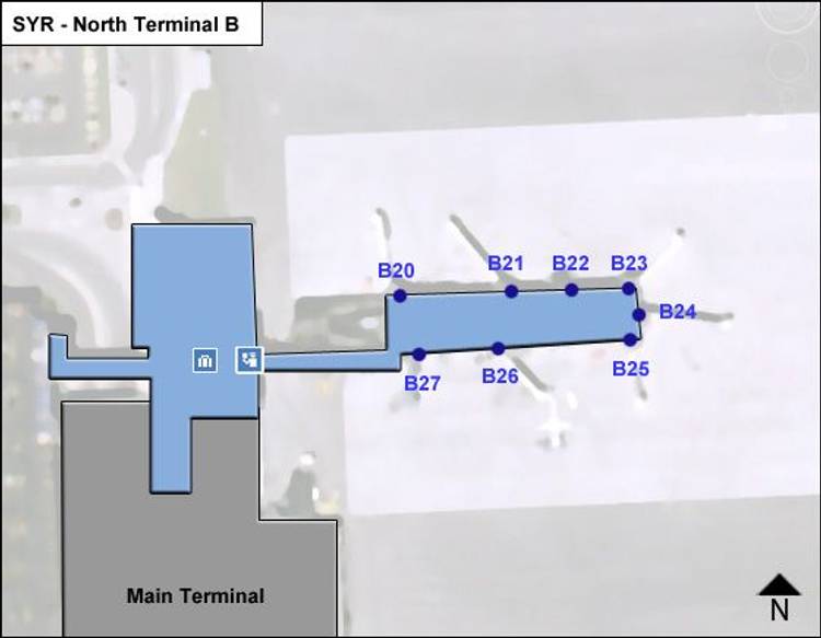 Syracuse Hancock Airport SYR Terminal B Map