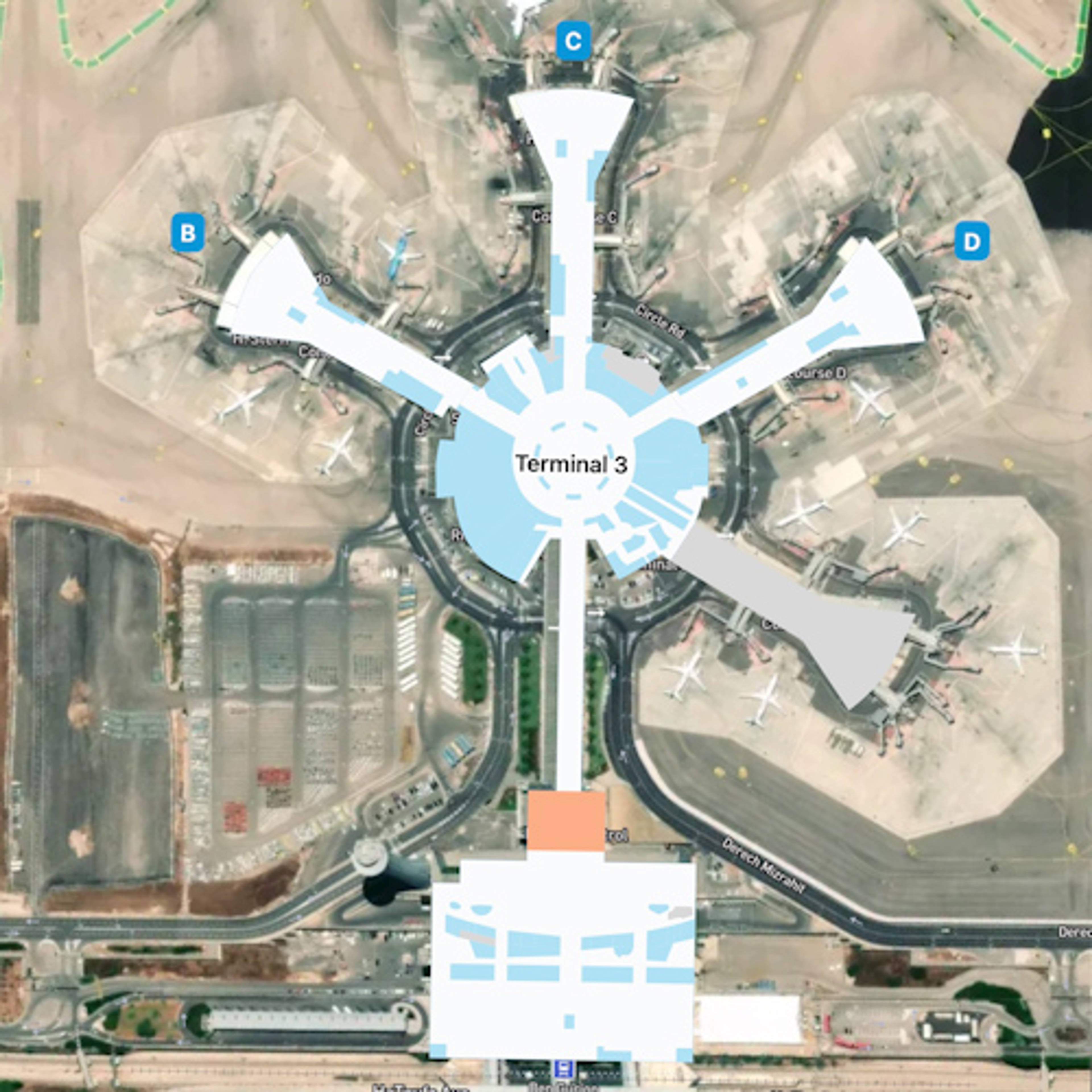 Ben-Aurion Airport Airport Overview Map