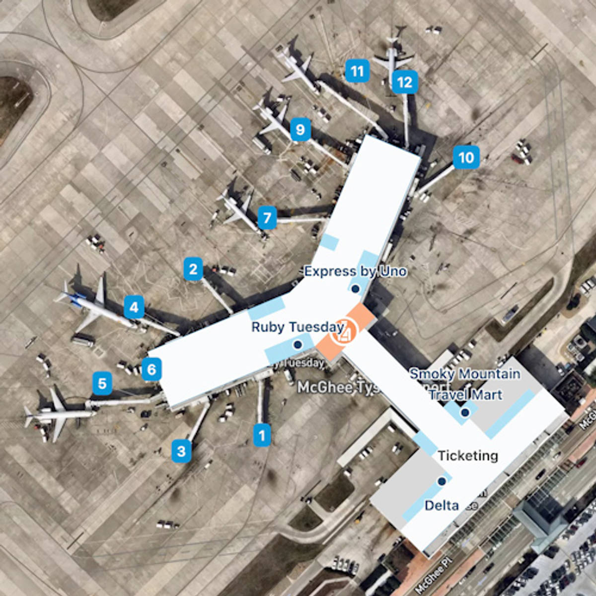 Knoxville McGhee Tyson Airport Map | TYS Terminal Guide