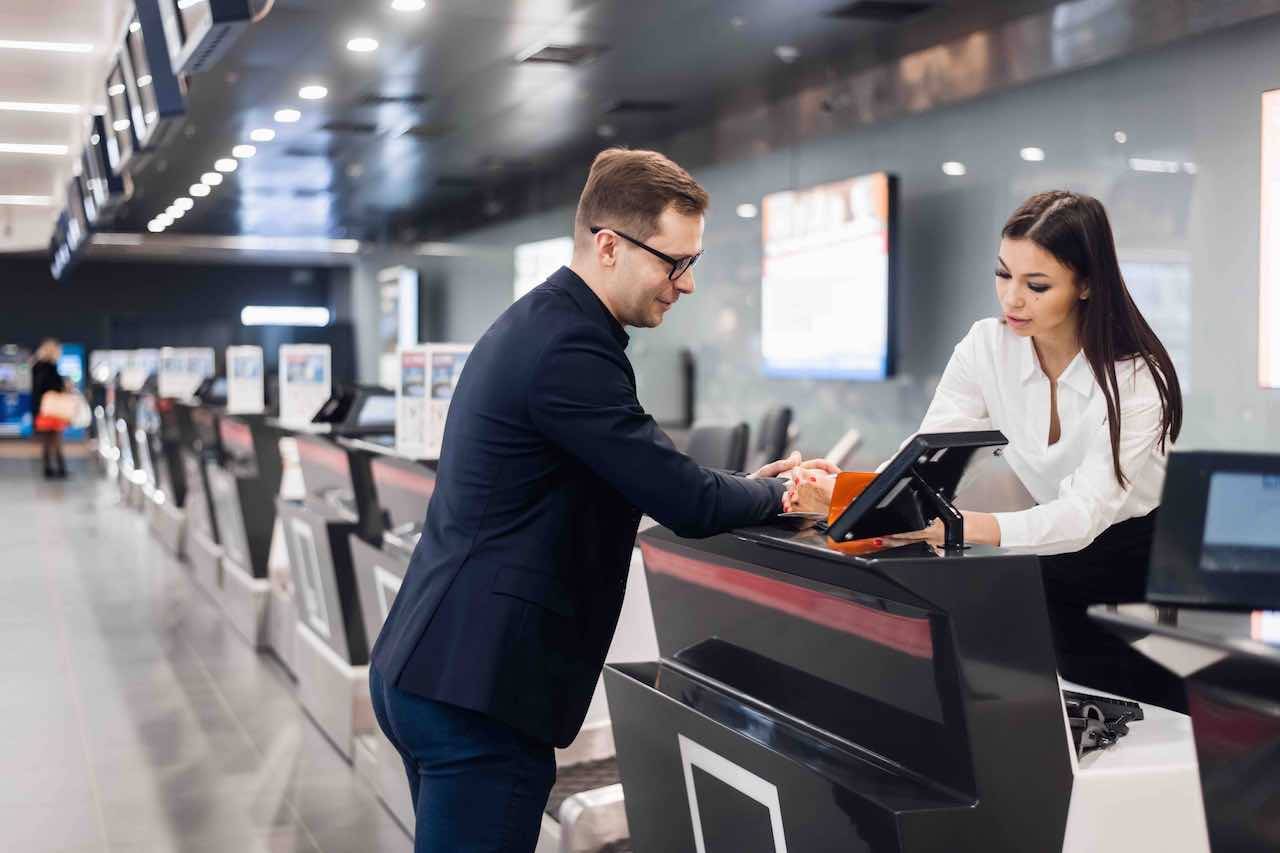 Airline counter check-in