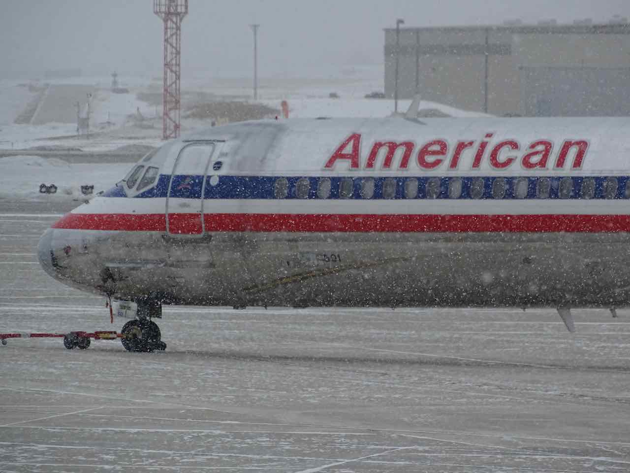 Delayed flight due to snow