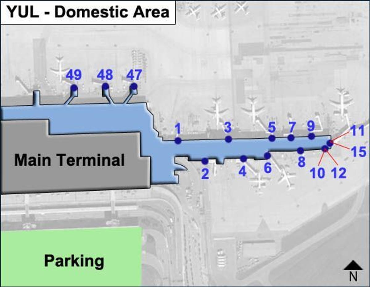 Montreal Trudeau Airport YUL Transborder Area Map