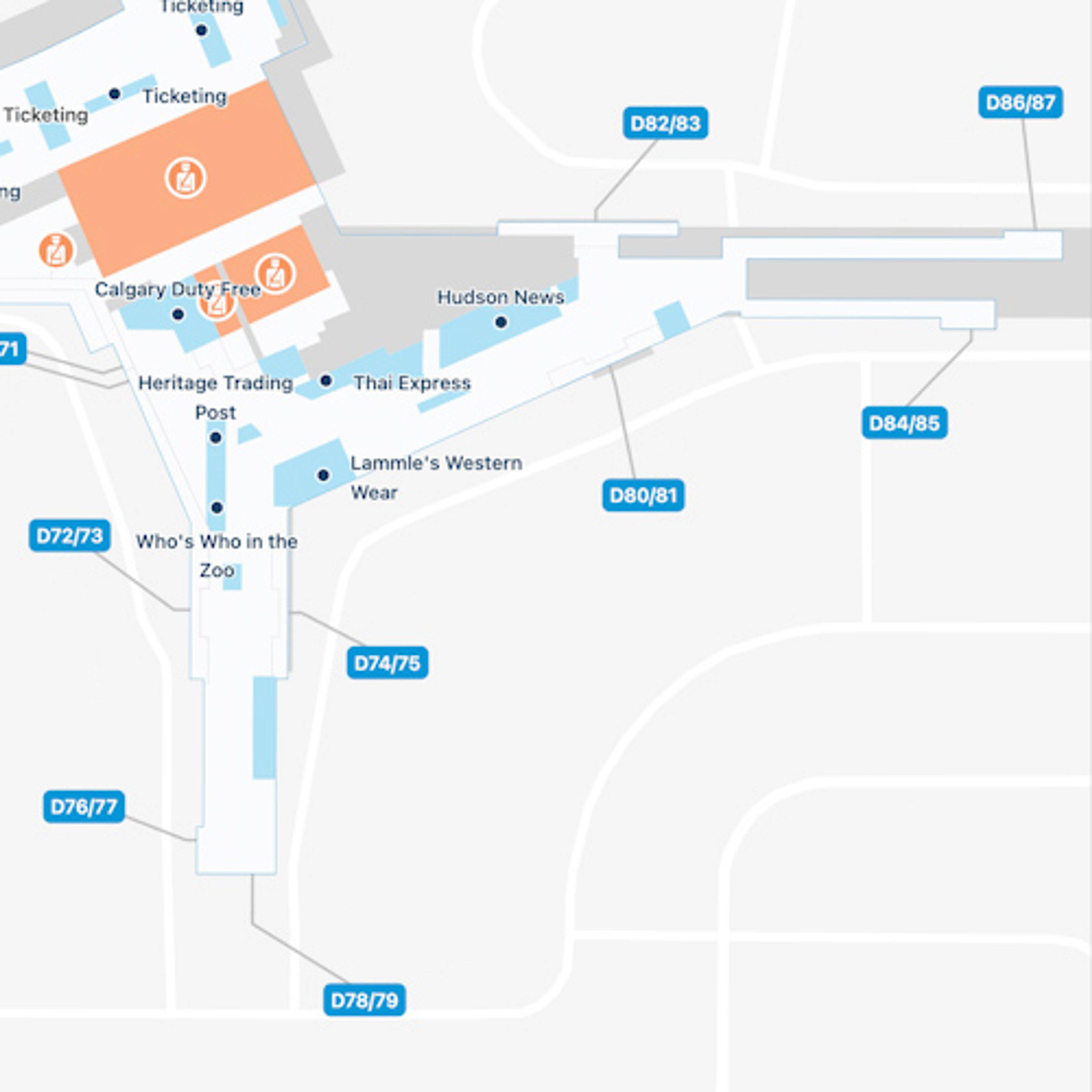 Calgary Airport YYC Concourse A Map   Calgary YYC Concourse D 