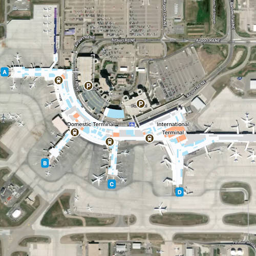 Calgary Airport Map YYC Terminal Guide   Calgary YYC OverviewMap 