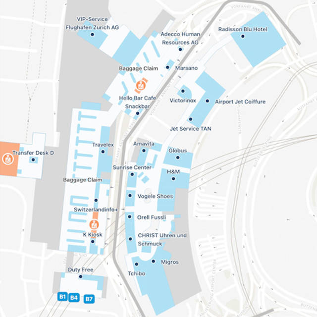 Zurich Airport ZRH Main Terminal Map