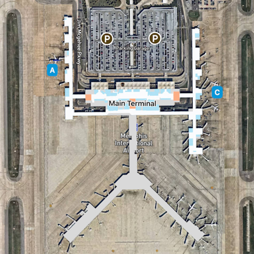 Memphis Airport Map Guide To MEM S Terminals   Memphis Airport MEM Terminal Overview Map 