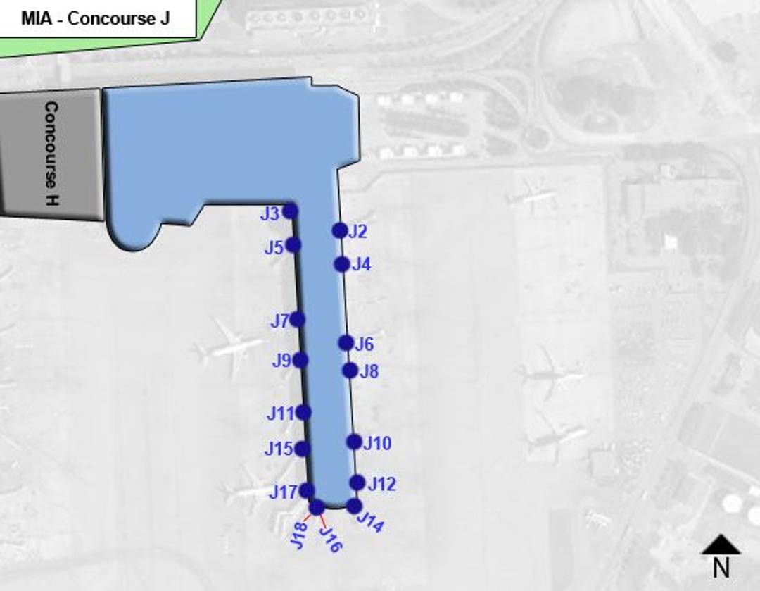 Miami Airport Map Guide To MIA S Terminals   Miami International Airport MIA ConcourseJ 