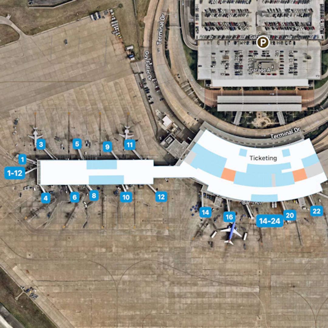 Oklahoma City Airport Map Guide To OKC S Terminals   Oklahoma Will Rogers World Airport OKC Terminal Overview Map 