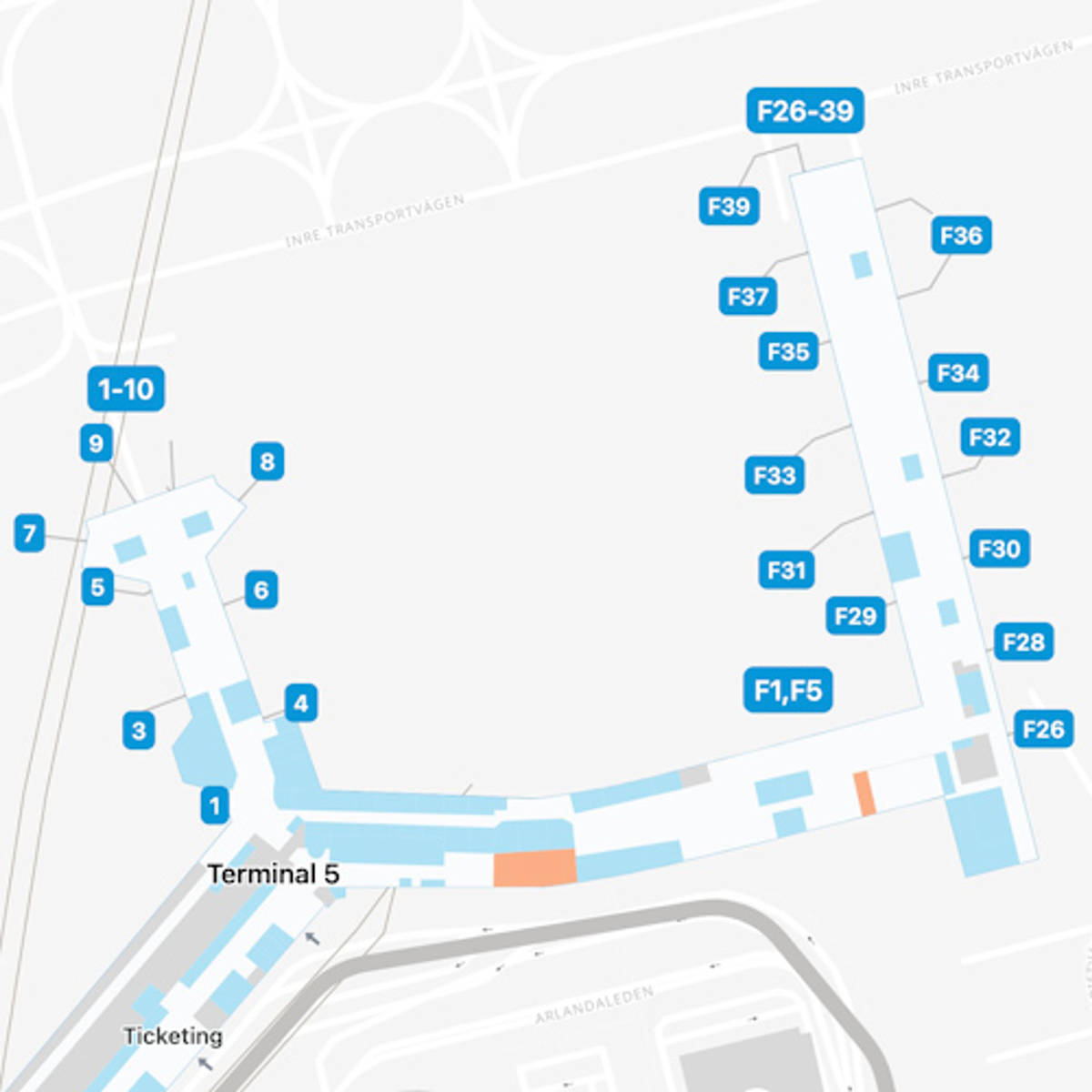 stockholm arlanda airport terminal 5 map