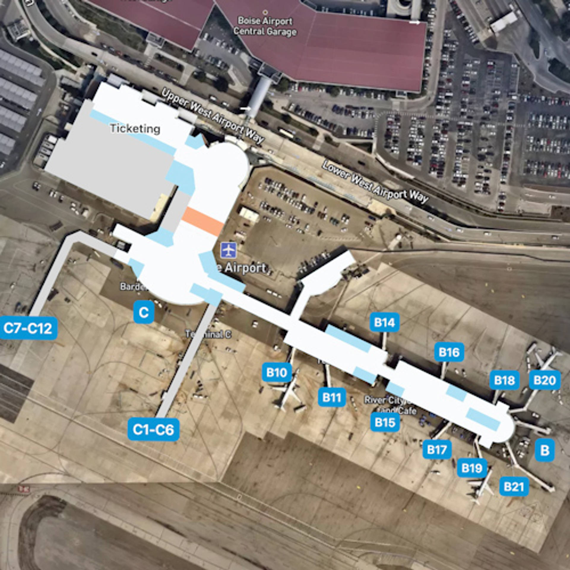 Boise Airport Map Guide To BOI S Terminals Boise Airport BOI Terminal Overview Map 