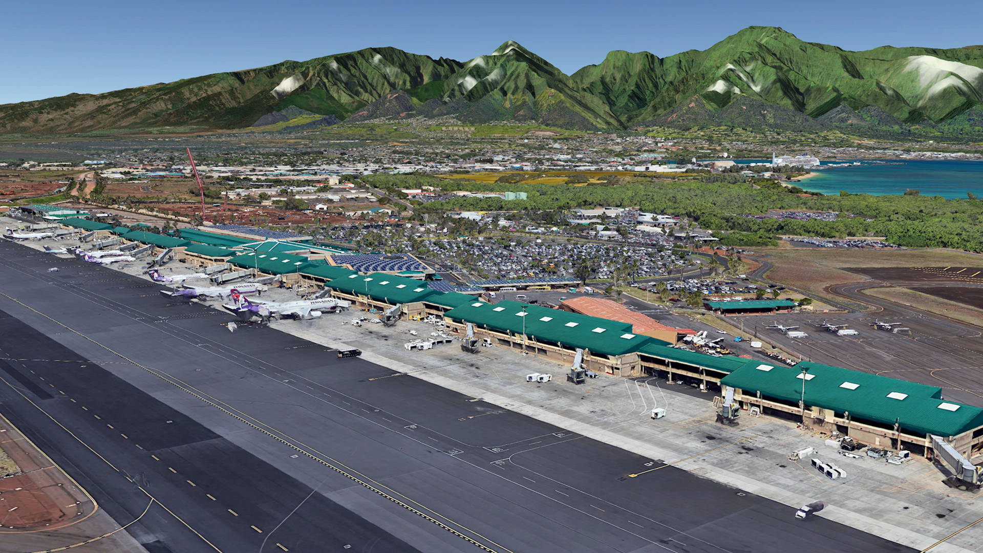 Mauai Airport OGG Aerial View 