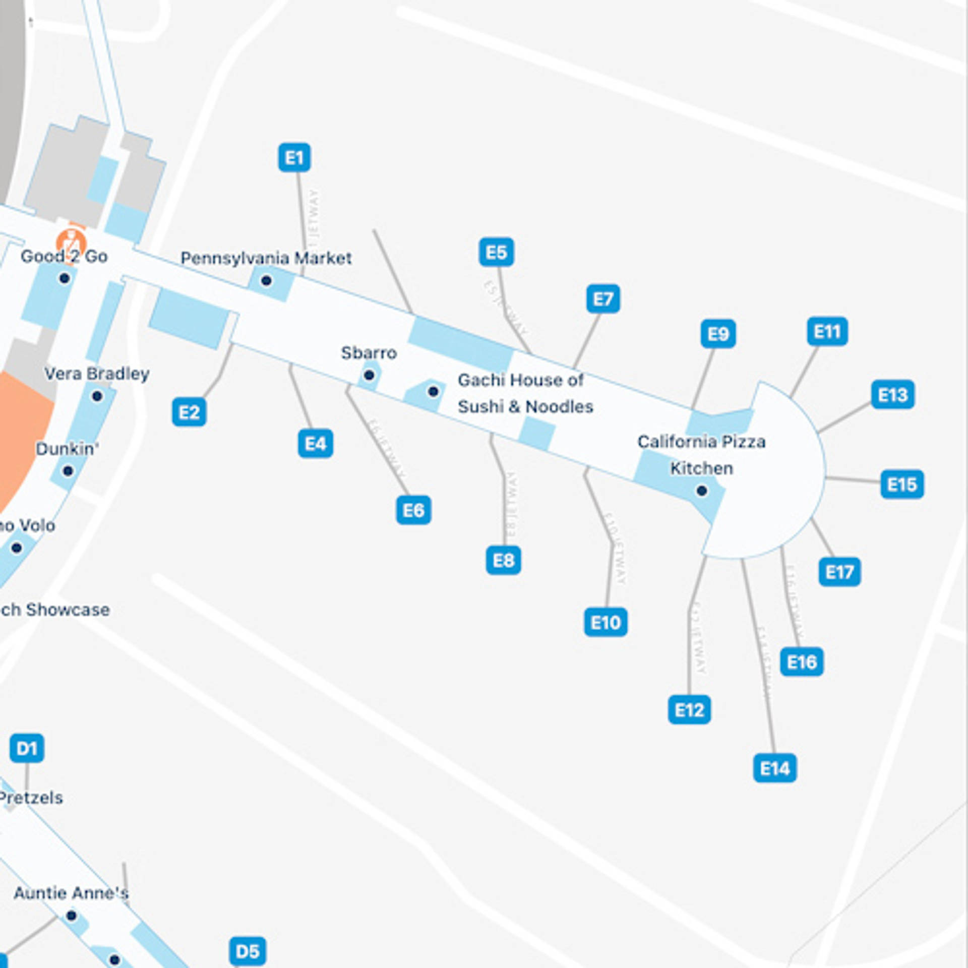 Philadelphia Airport Map Guide To PHL S Terminals   Philadelphia PHL Terminal E 