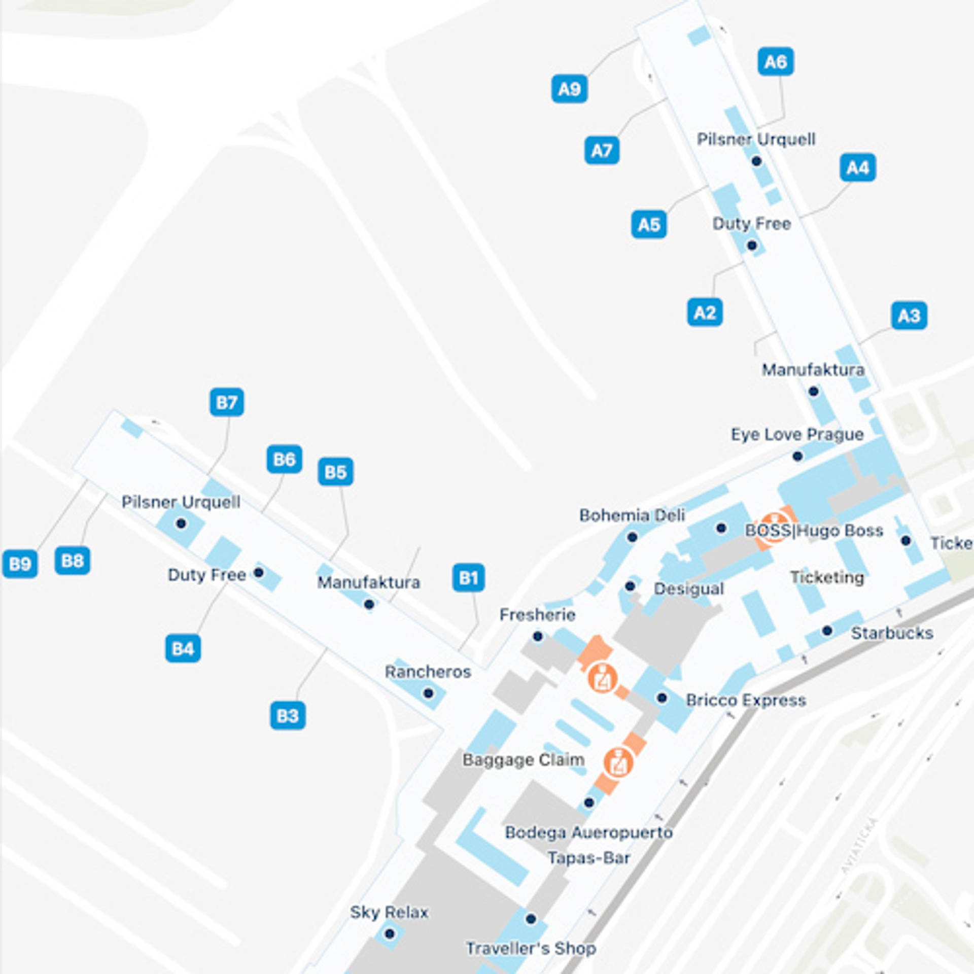 Prague Airport Terminal 1 Map & Guide