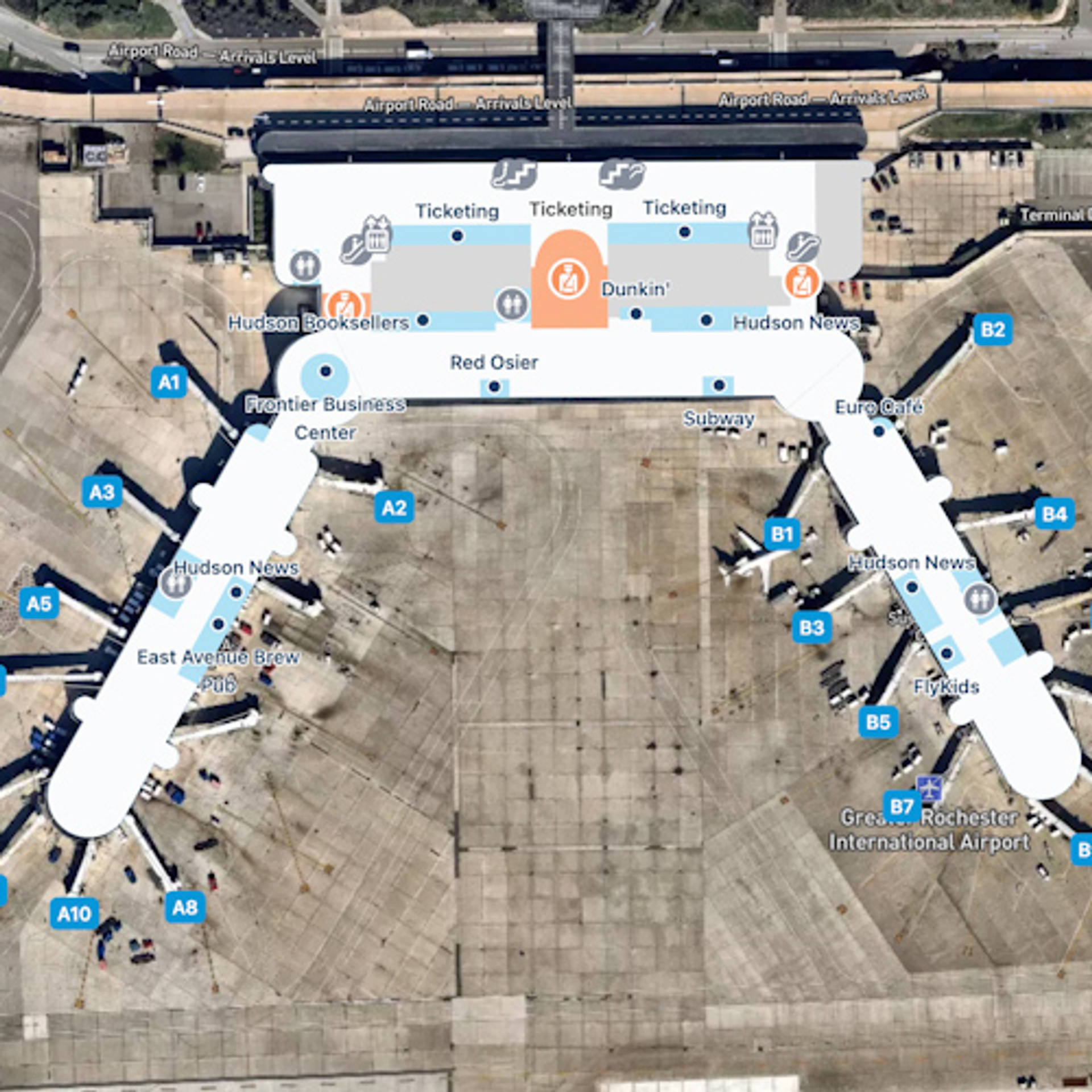 Rochester Airport Map Guide To ROC S Terminals   Rochester ROC OverviewMap 