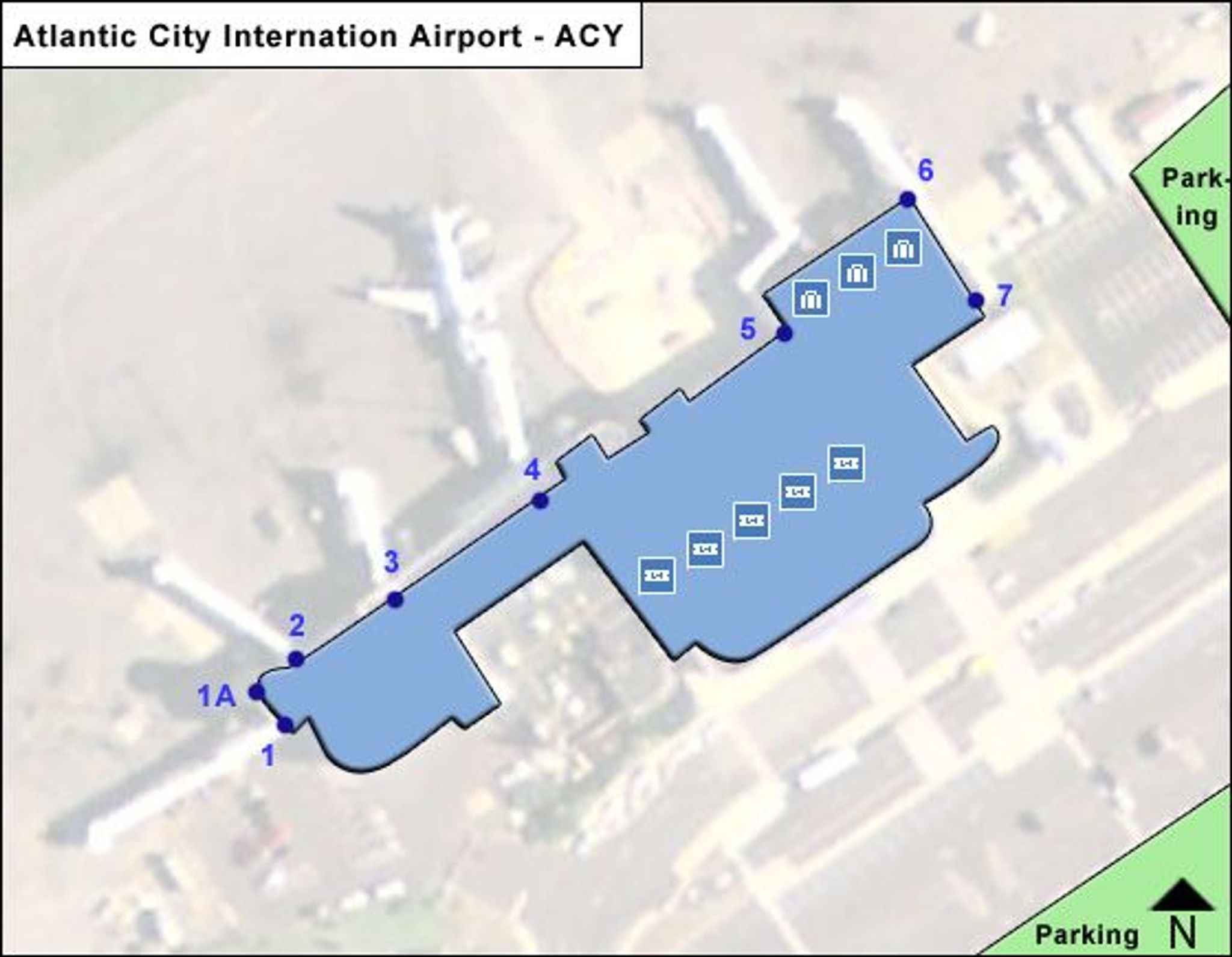 Atlantic City Airport ACY Terminal Overview Map
