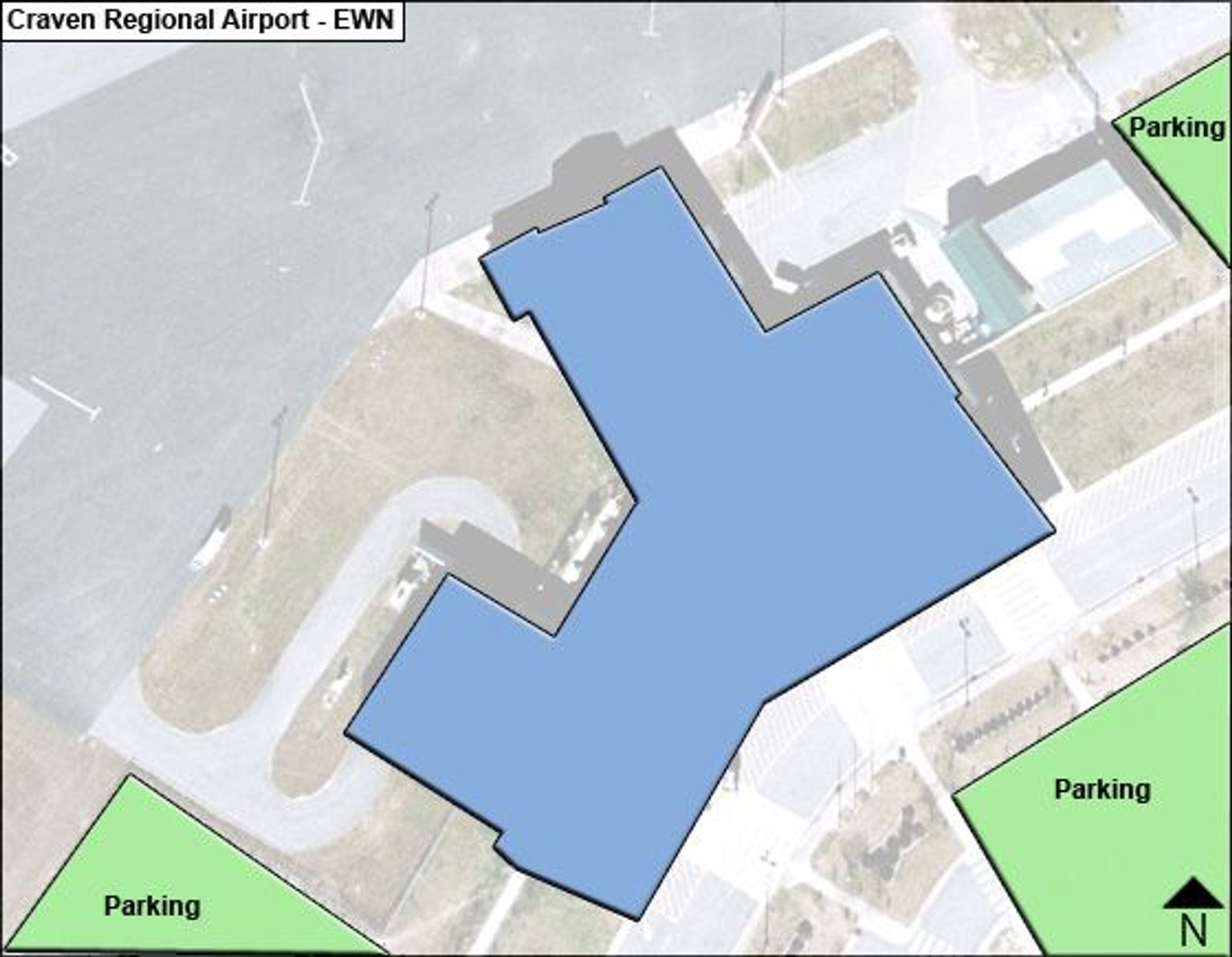 Coastal Carolina Airport EWN Terminal Overview Map