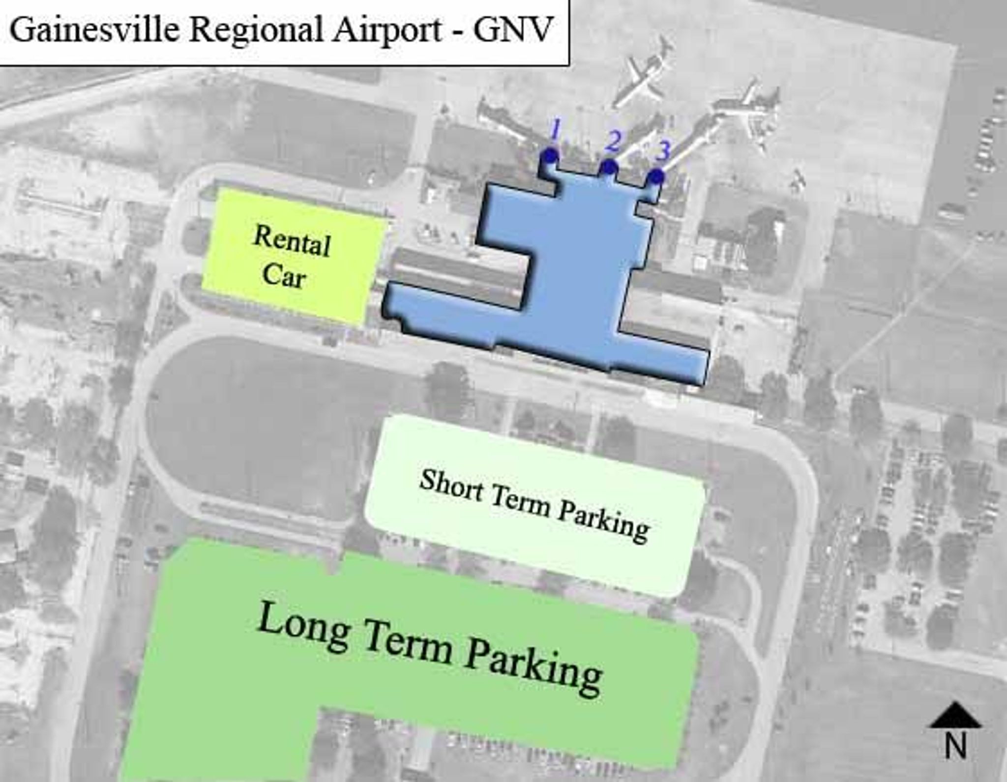 Gainesville Regional Airport GNV Terminal Overview Map