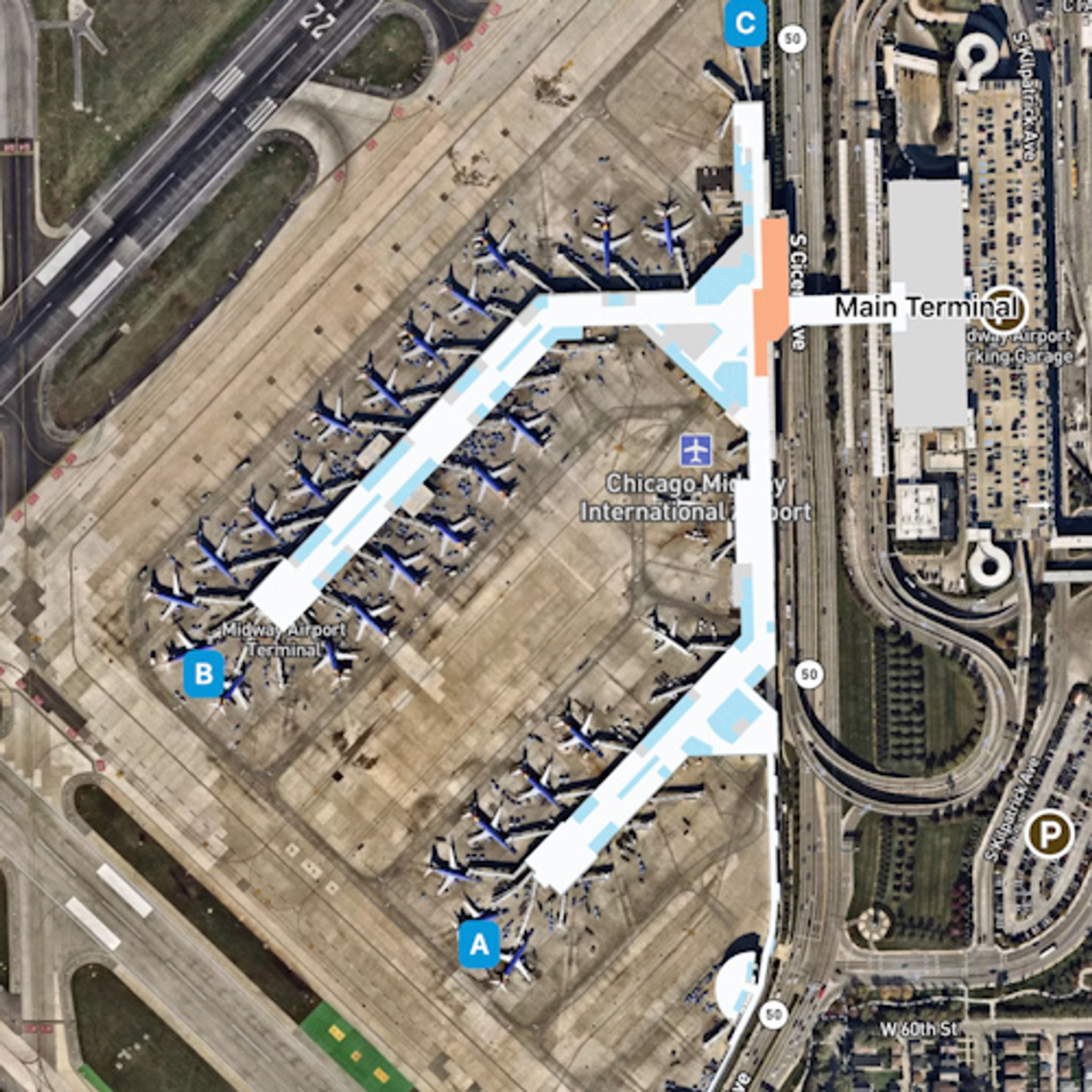 Chicago Midway Concourse B Map