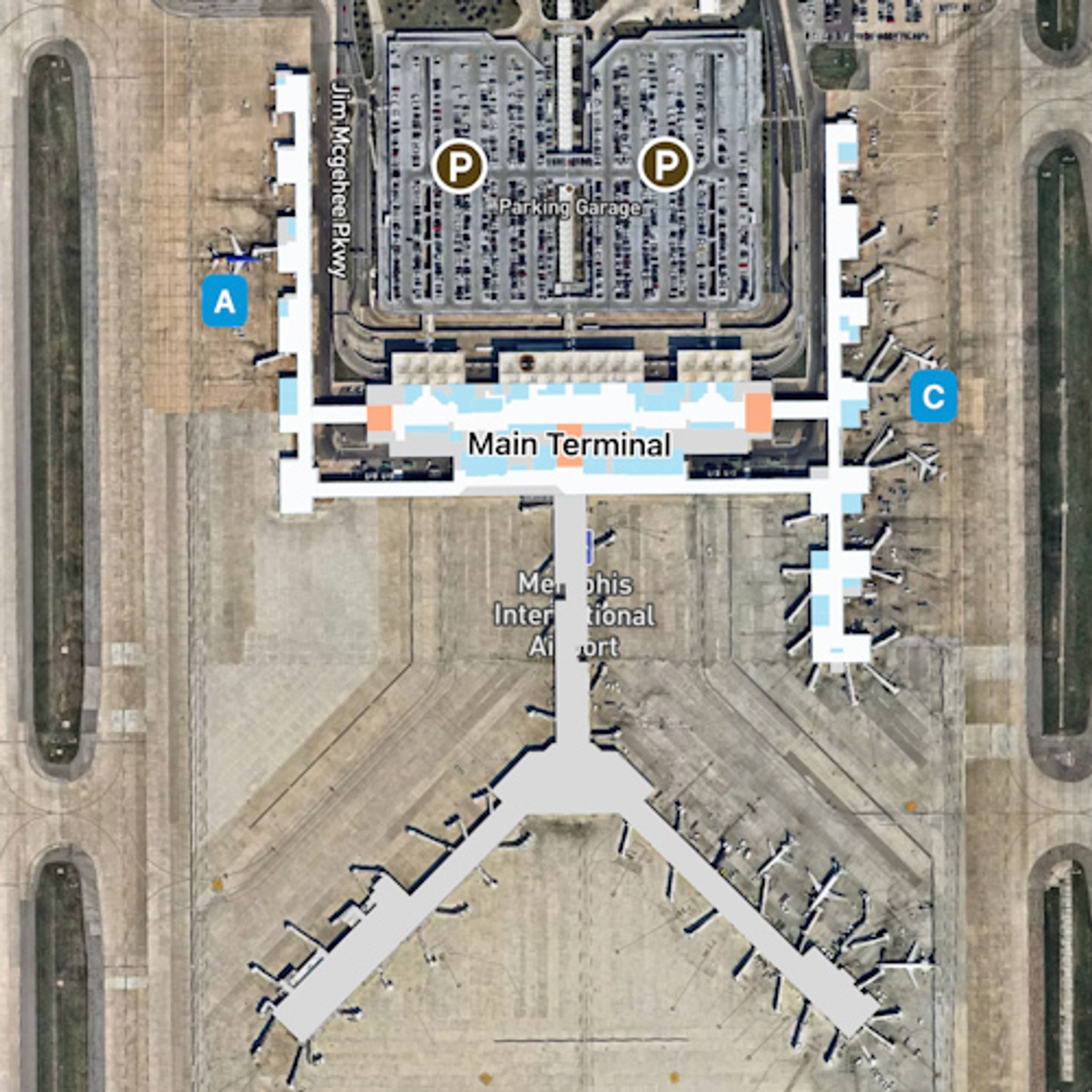 Memphis Concourse B Map