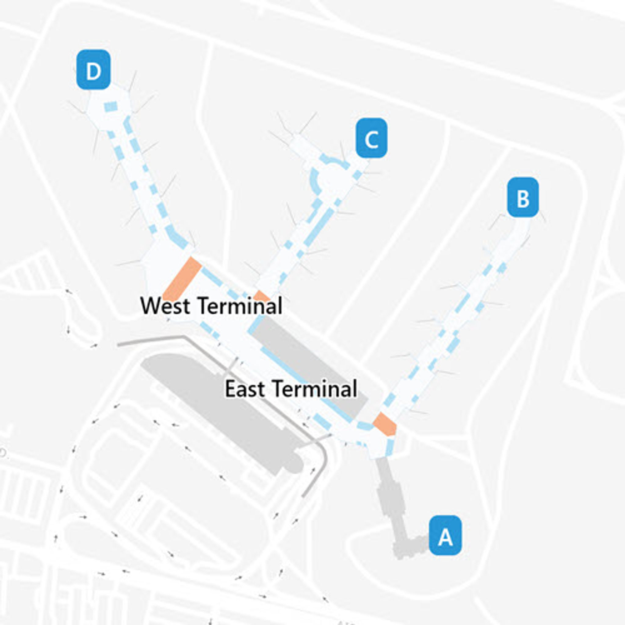 New Orleans Louis Armstrong Airport MSY Terminal Overview Map