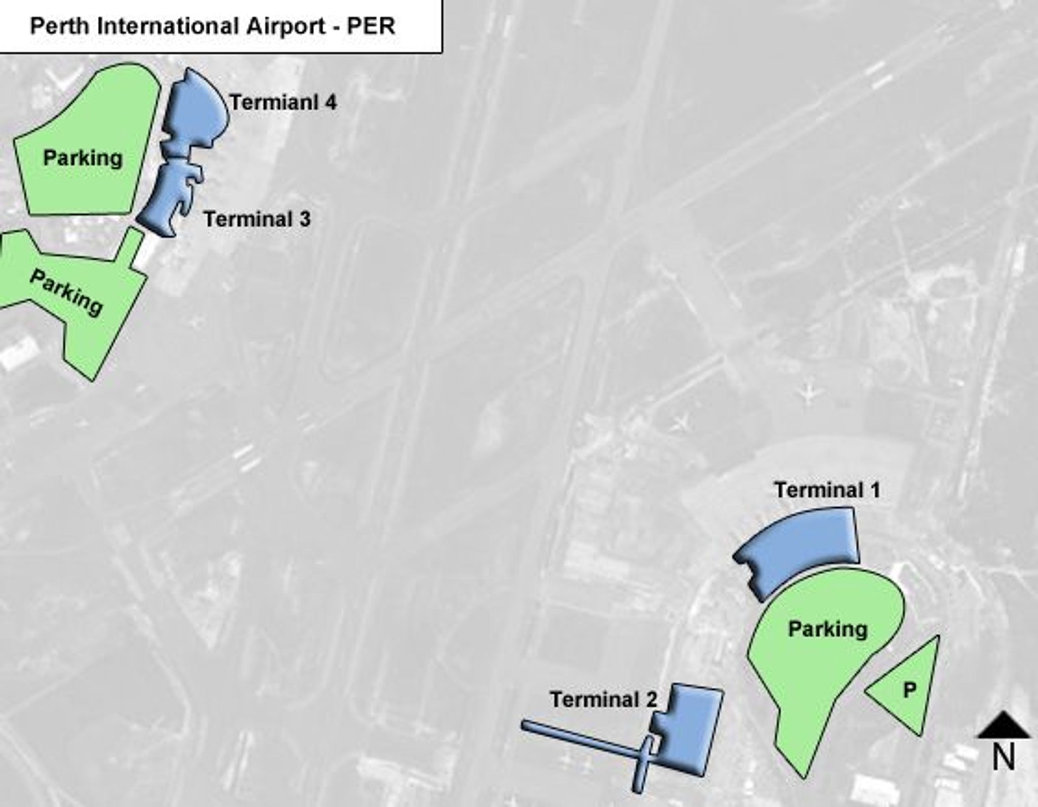 Perth Airport PER Terminal Overview Map