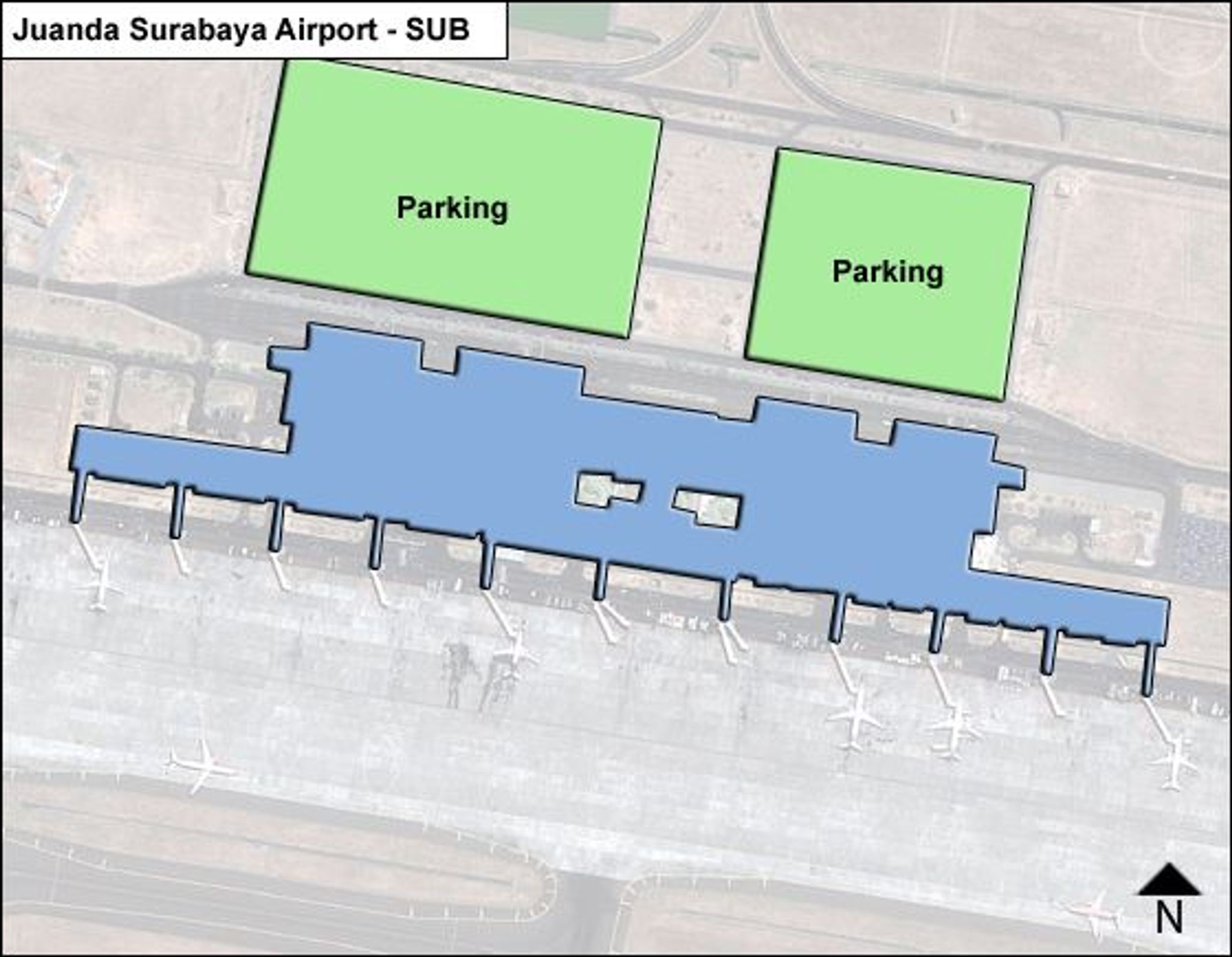 Surabaya Juanda Airport SUB Terminal Overview Map