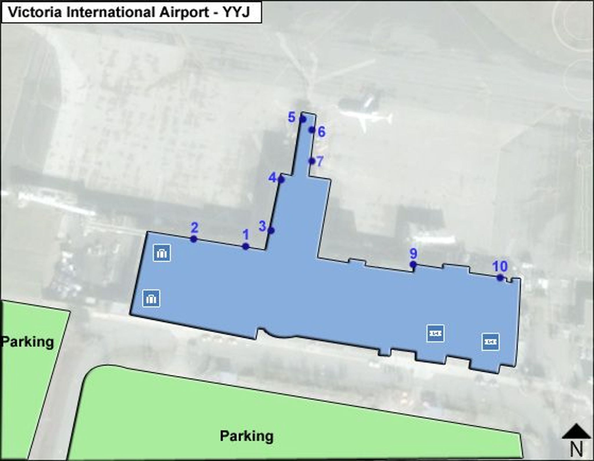 Victoria Airport YYJ Terminal Overview Map
