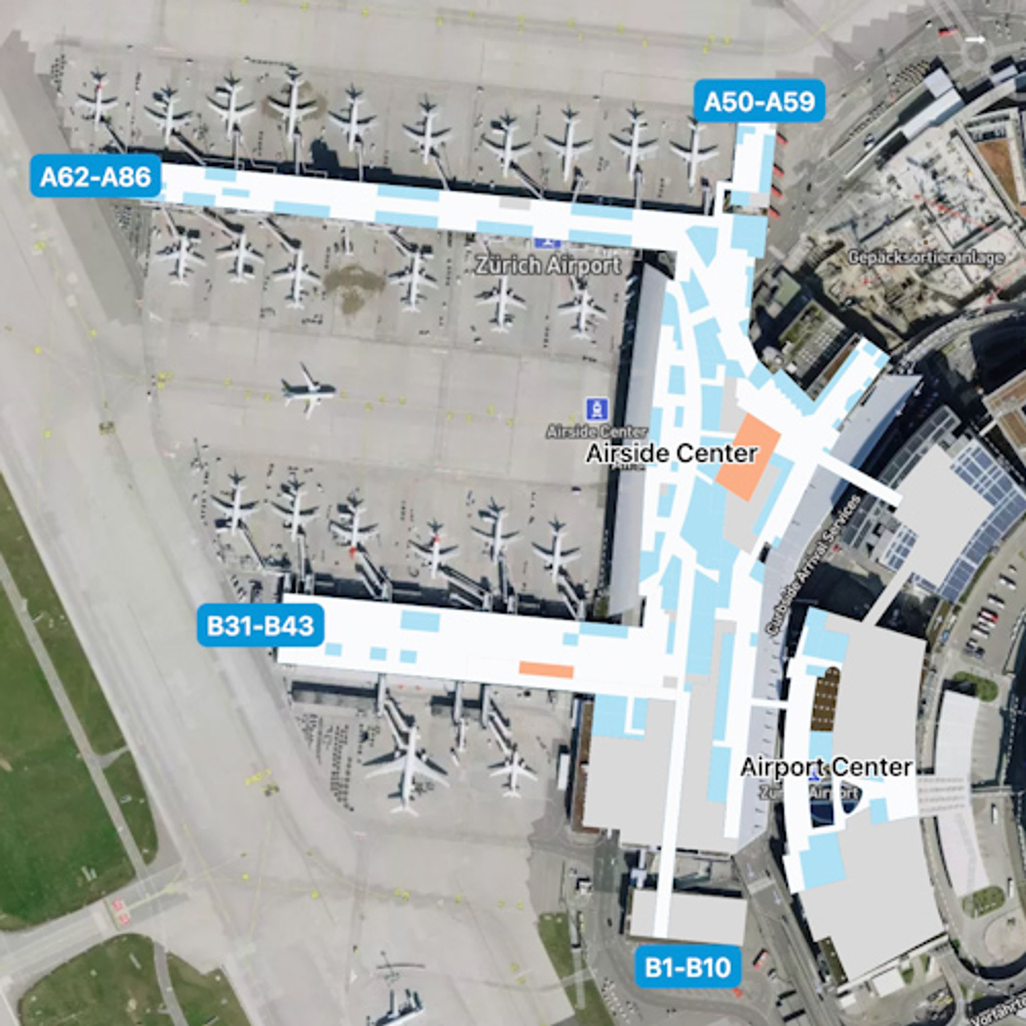 Zurich Concourse B Map