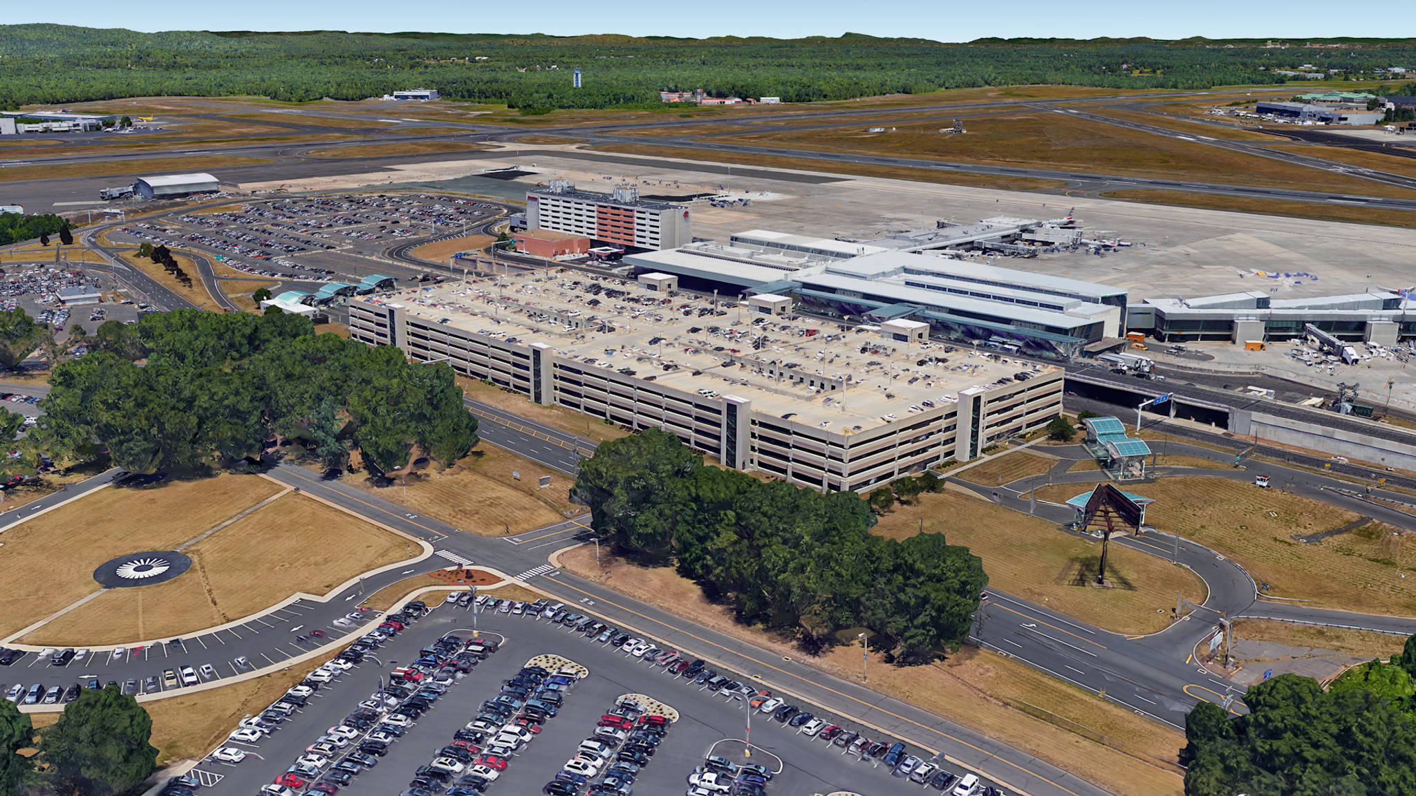 Aerial View of Hartford Airport Parking