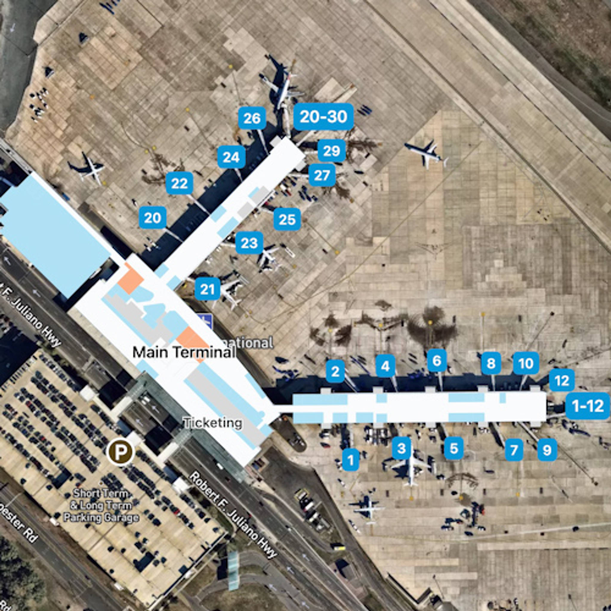 Hartford Bradley Airport BDL Terminal Overview Map