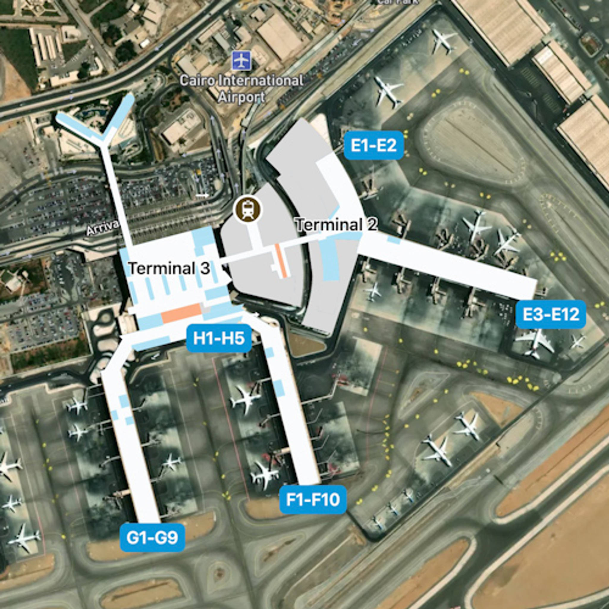 Cairo International Airport CAI Terminal Overview Map