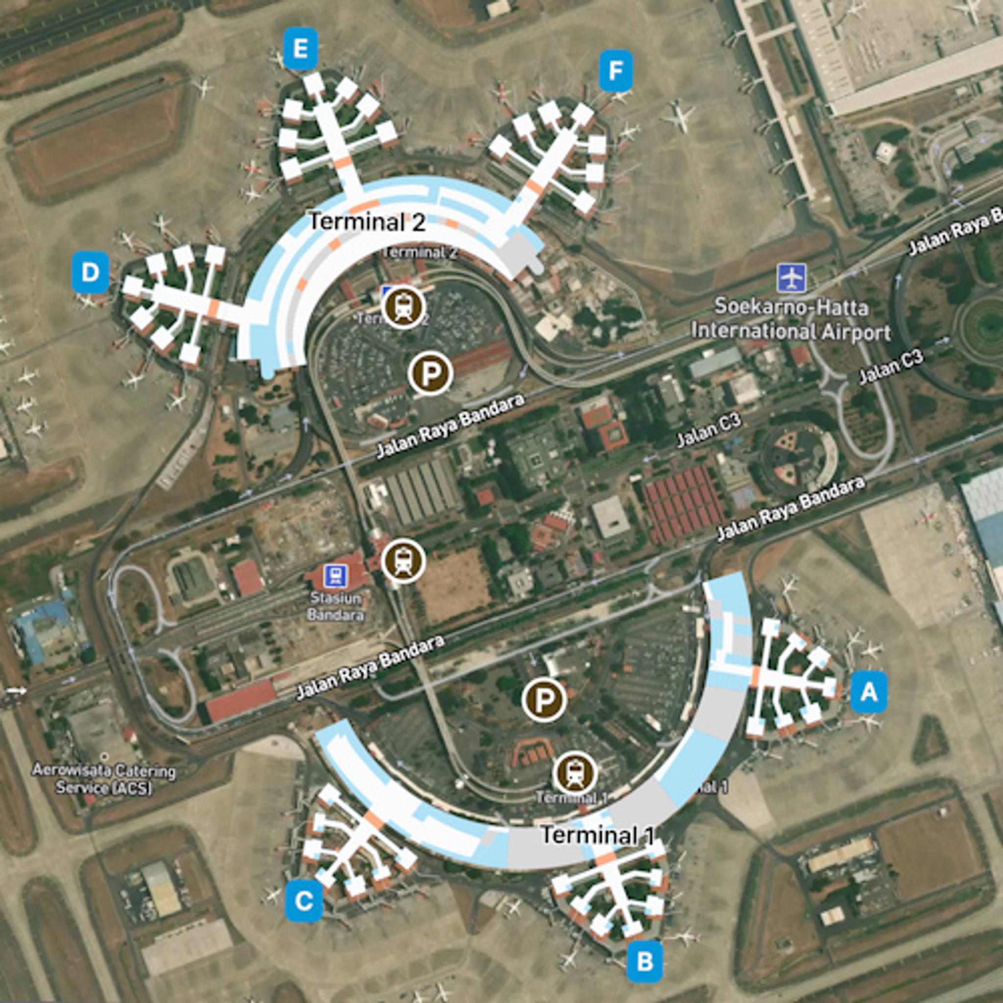 Jakarta Hatta Airport CGK Terminal Overview Map
