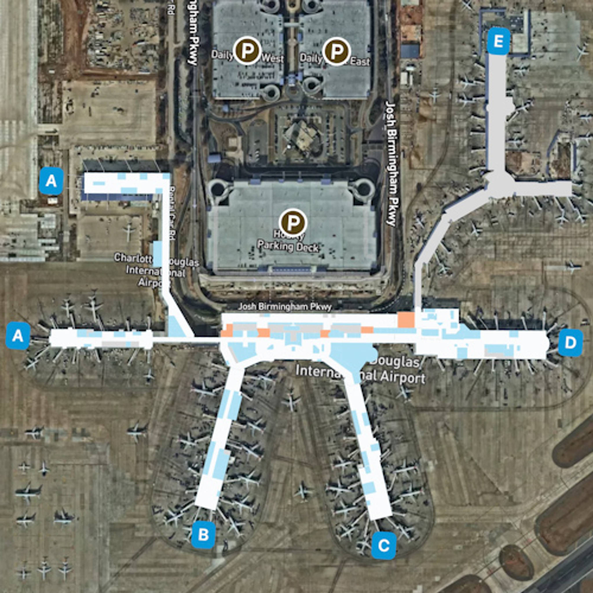 Charlotte Douglas Airport CLT Terminal Overview Map