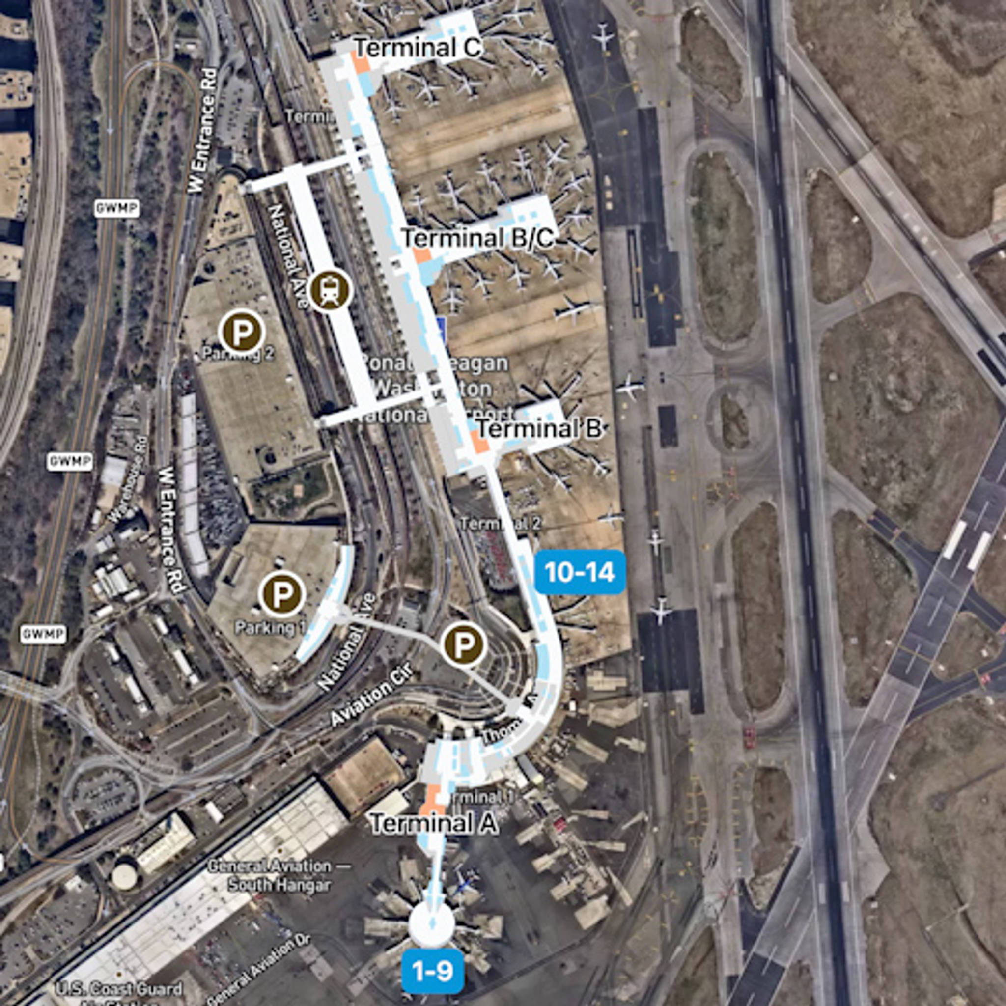 Reagan National Airport DCA Terminal Overview Map