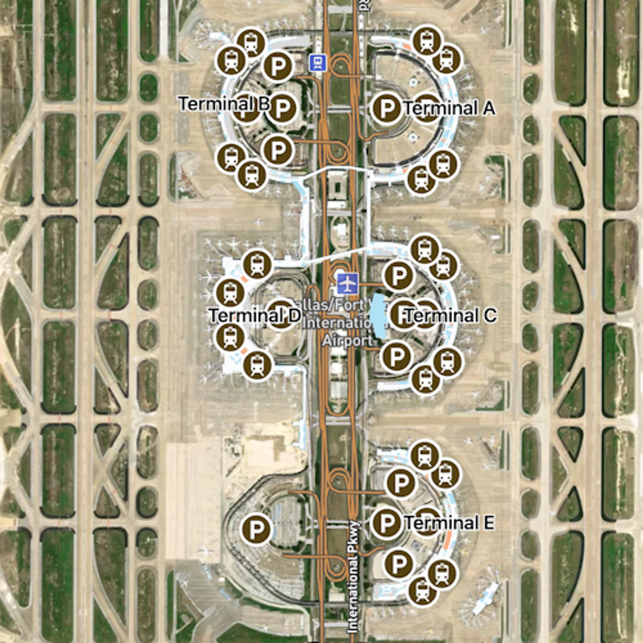 Dallas Fort Worth Airport DFW Terminal Overview Map