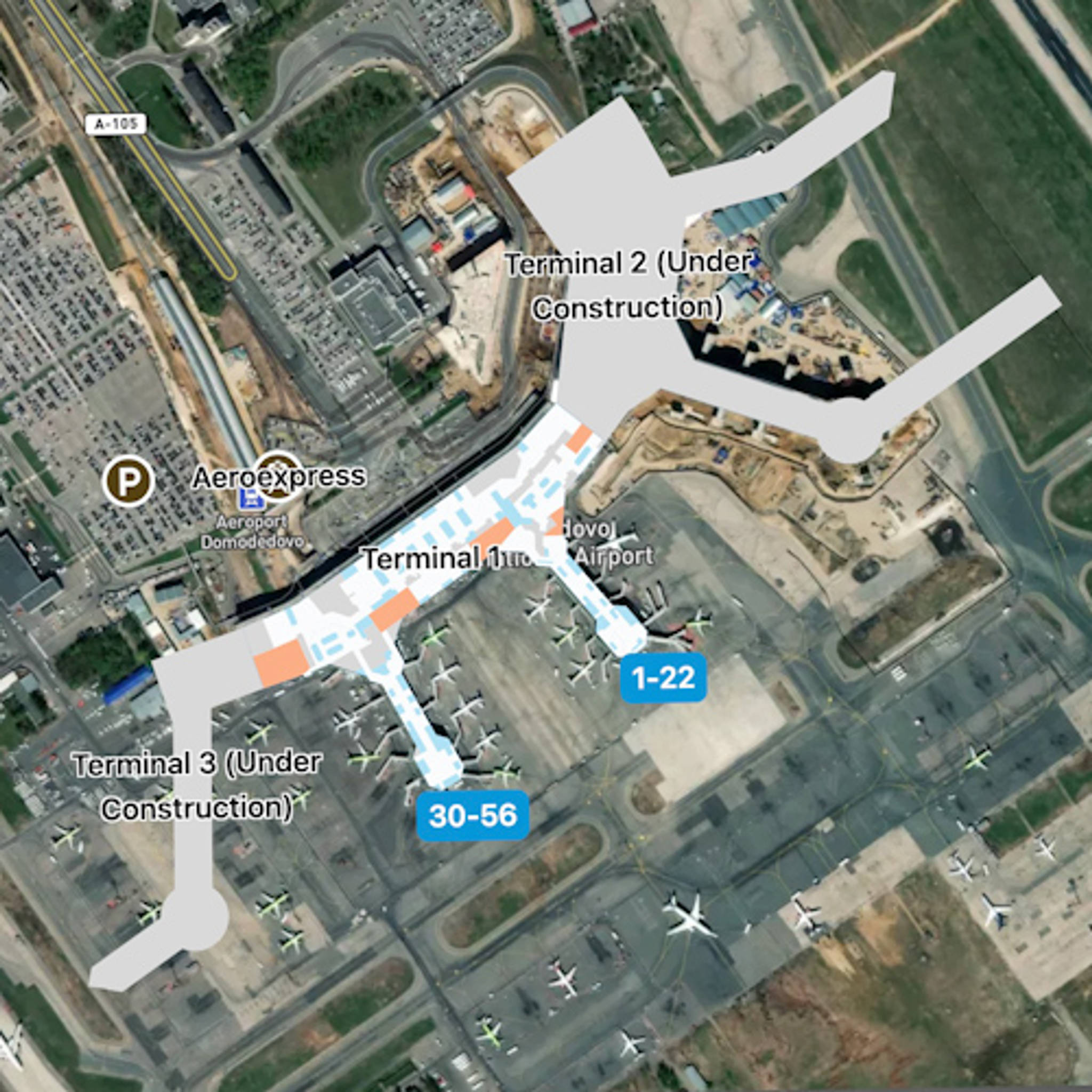 Moscow Domodedovo Airport DME Terminal Overview Map