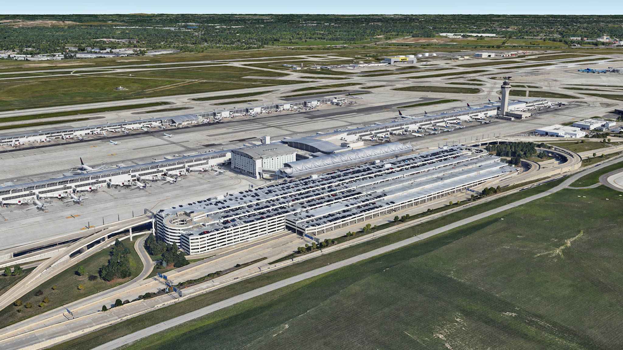 Detroit Airport DTW Parking Aerial View 