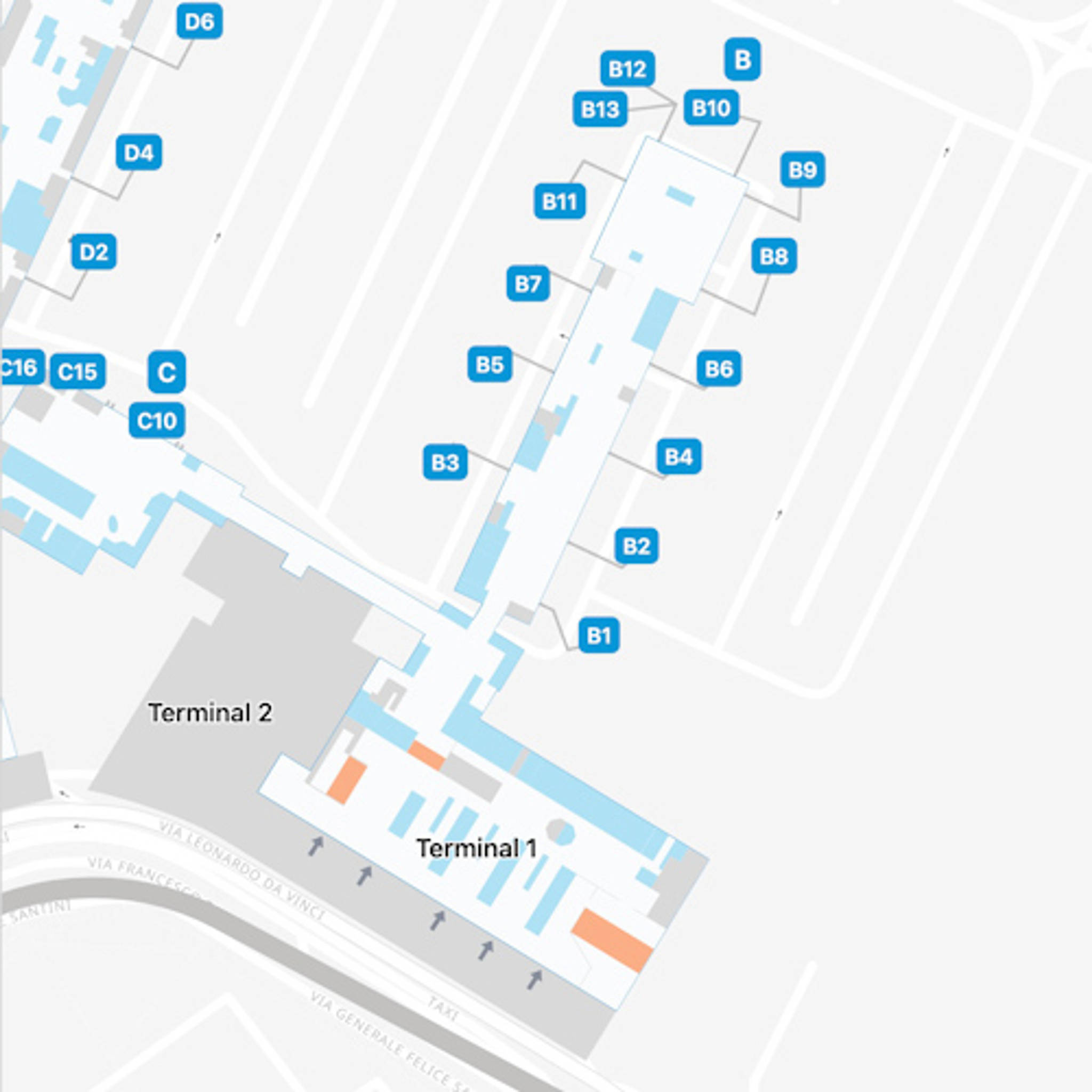 Rome Leonardo da Vinci Airport FCO Terminal 1 Map