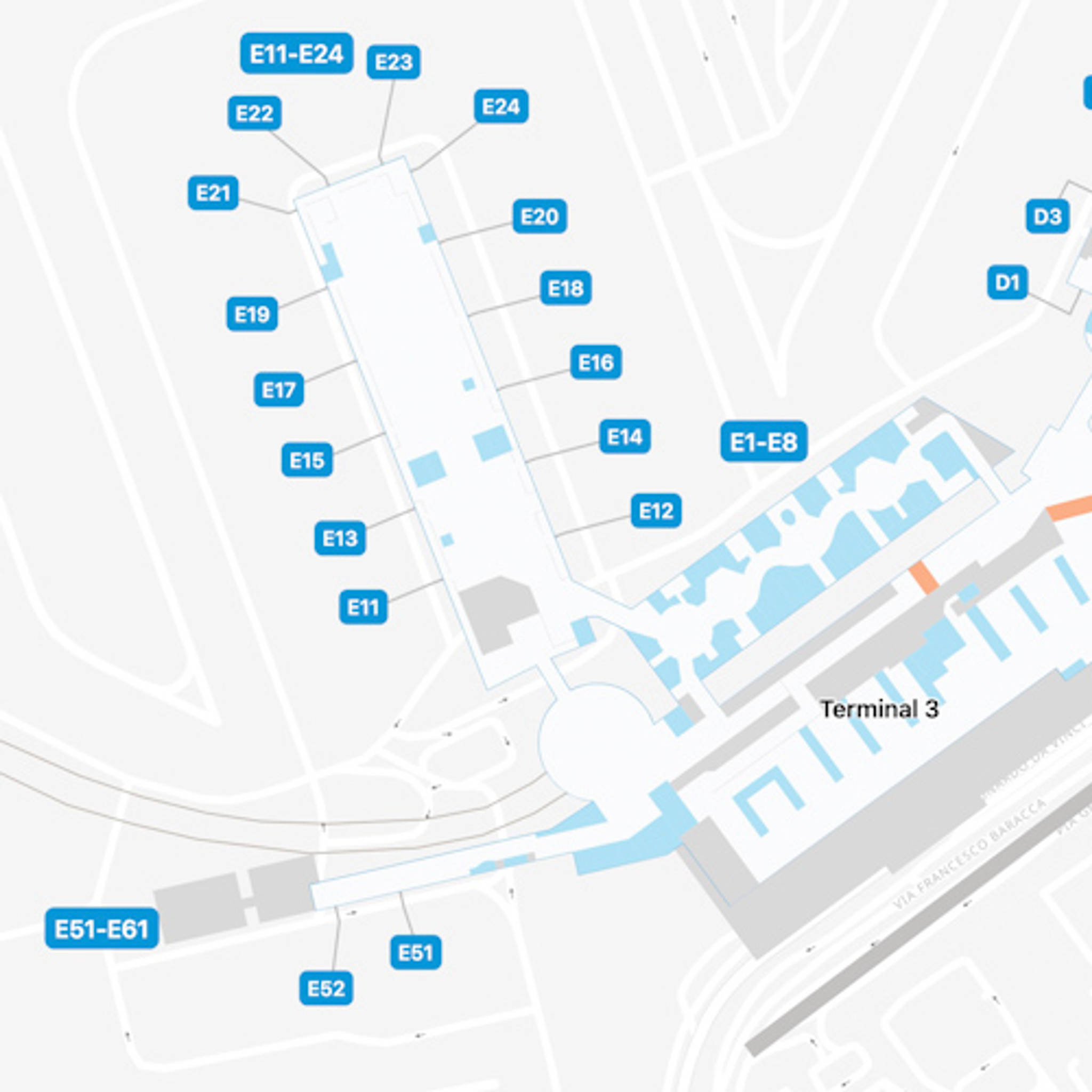 Rome Leonardo da Vinci Airport FCO Terminal 3 Map